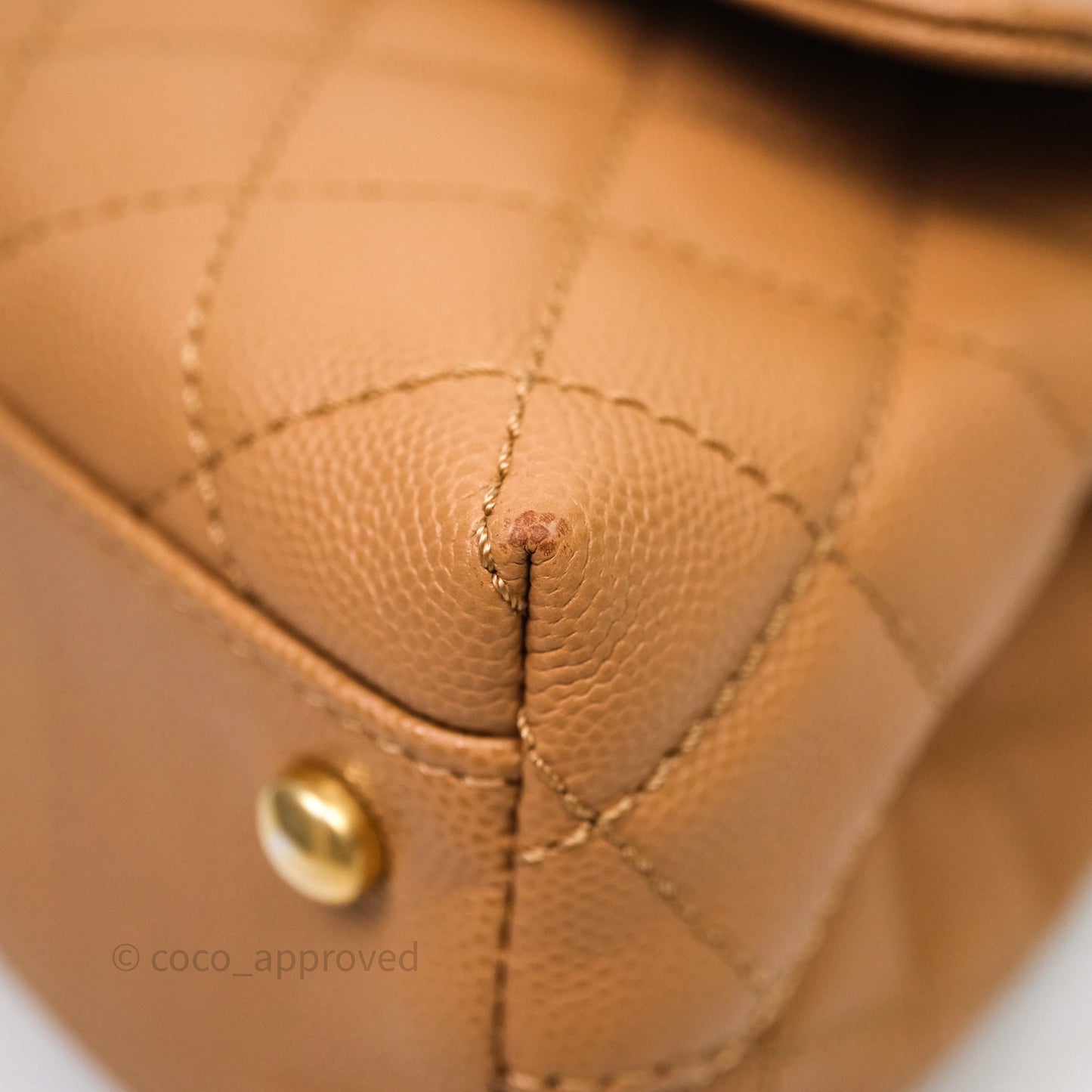 Chanel Small Coco Handle with Chain Handle Beige Caviar Aged Gold Hardware 23P
