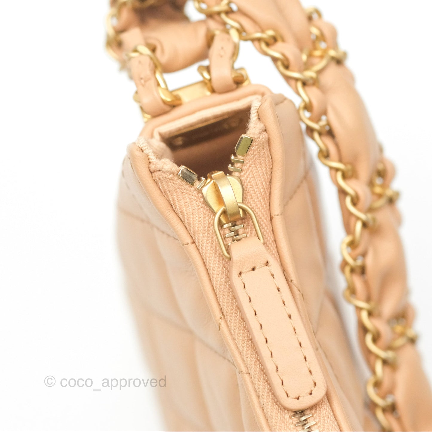 Chanel Small Hobo Bag Beige Aged Calfskin Aged Gold Hardware 23K