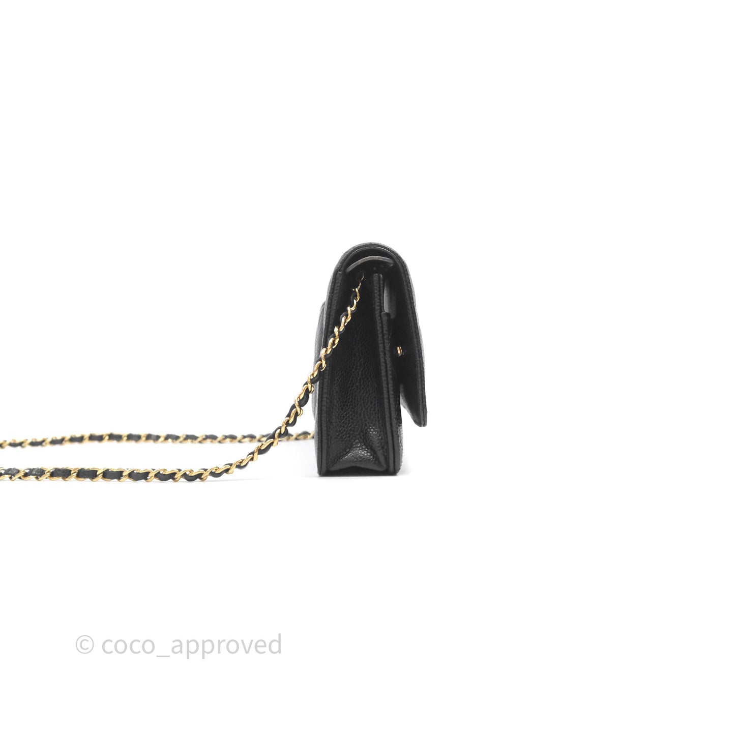 Chanel Classic Wallet On Chain WOC Quilted Black Caviar Gold Hardware