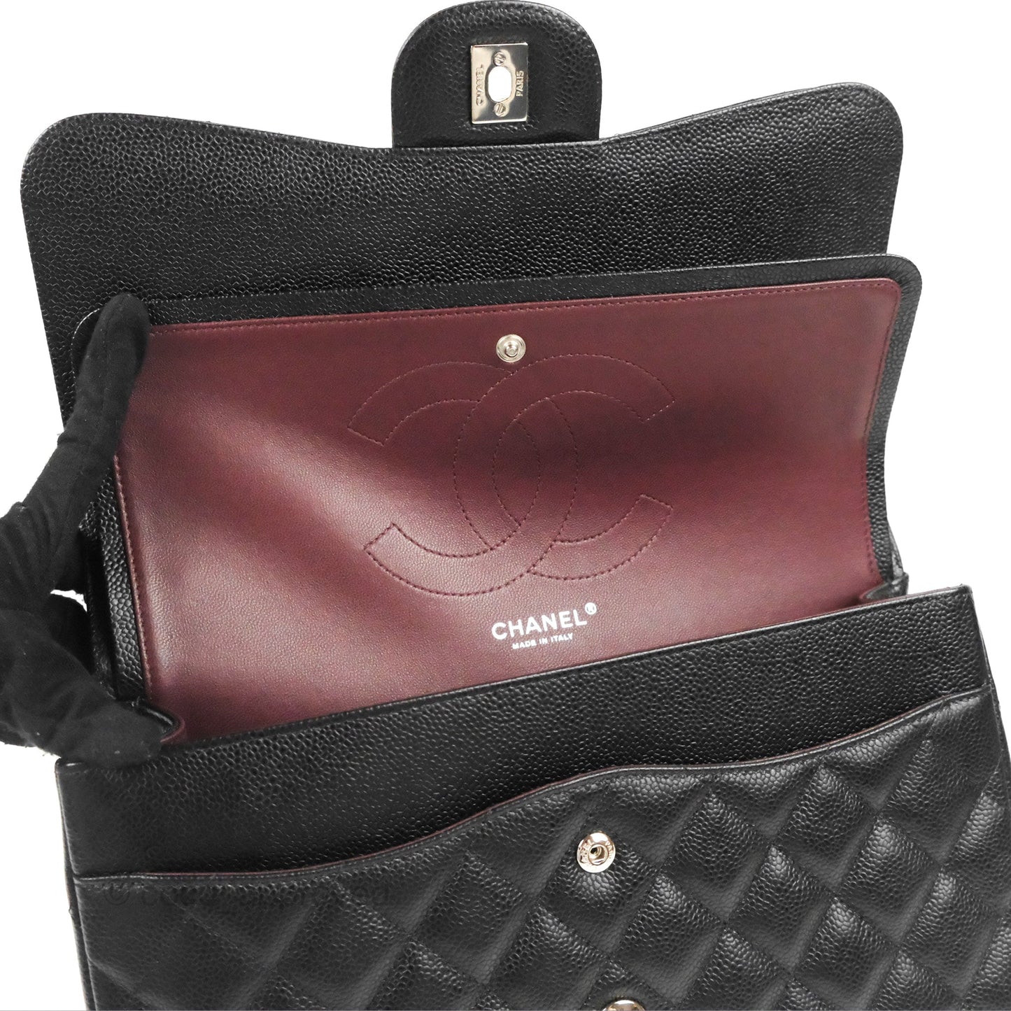 Chanel Jumbo Double Flap Black Caviar Silver Hardware⁣⁣