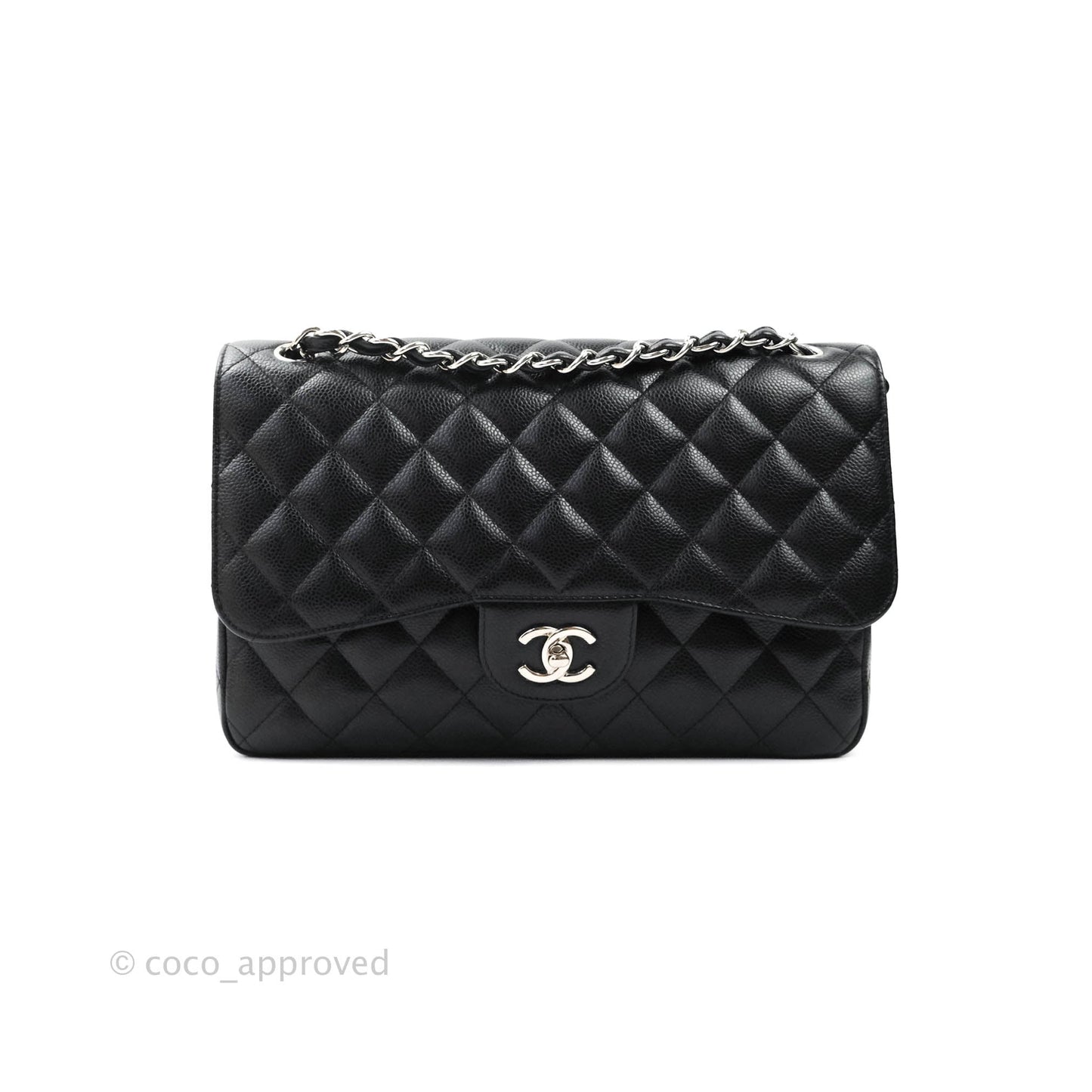 Chanel Jumbo Double Flap Black Caviar Silver Hardware⁣⁣