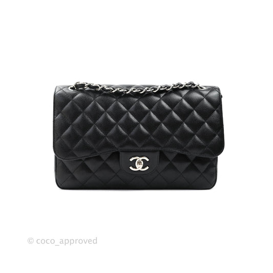Chanel Jumbo Double Flap Black Caviar Silver Hardware⁣⁣