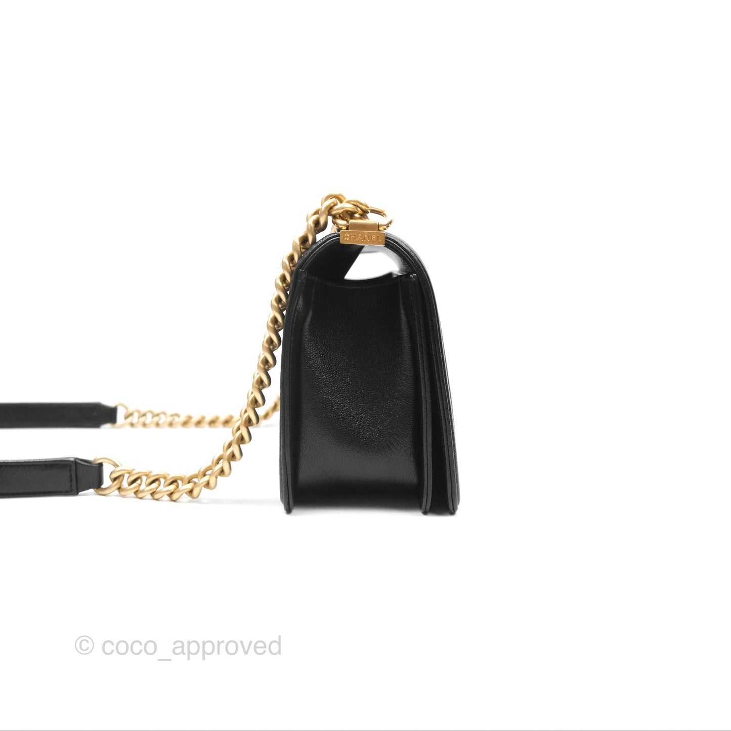 Chanel Medium Boy Chevron Black Caviar Aged Gold Hardware