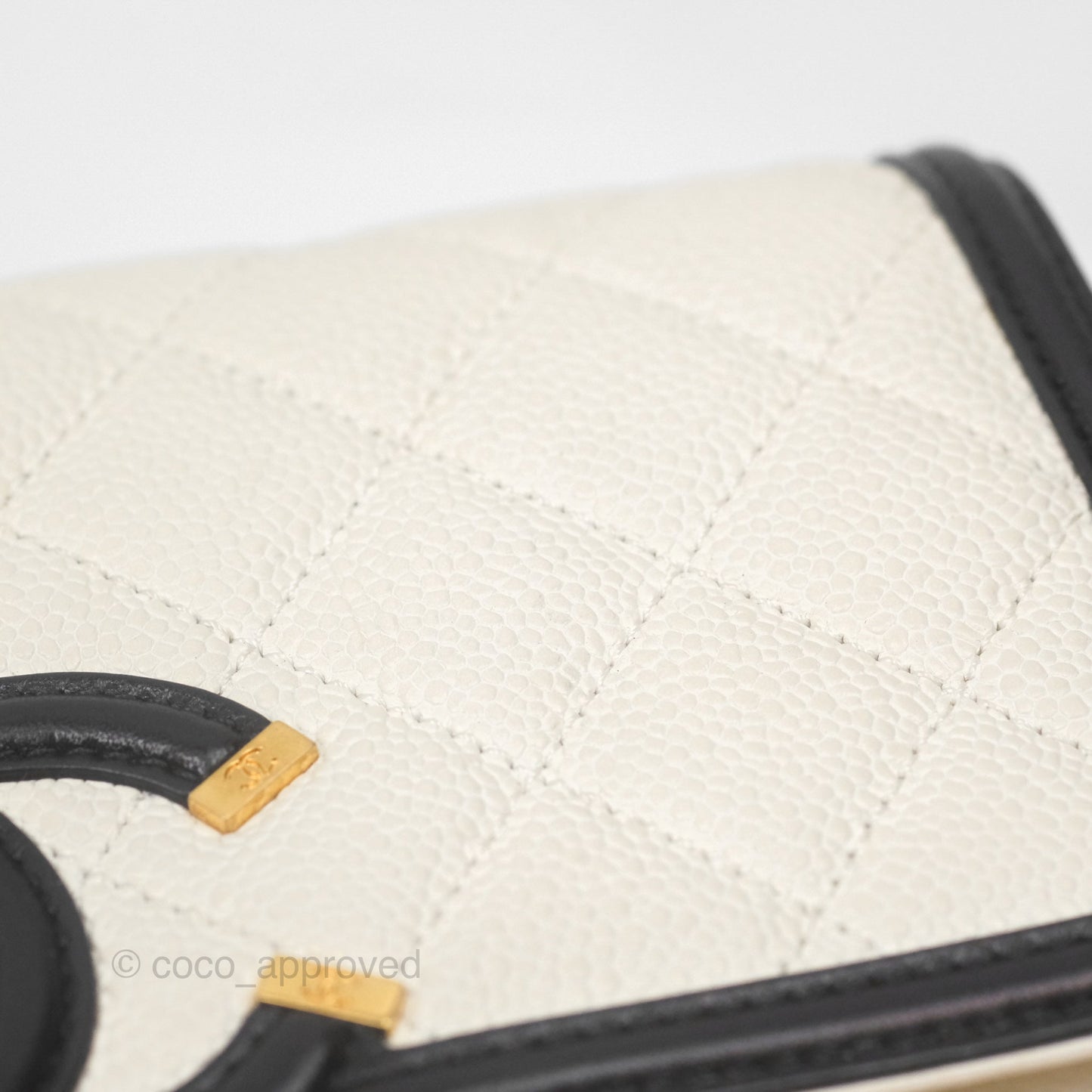 Chanel Small CC Filigree Flap Quilted Ivory Caviar
