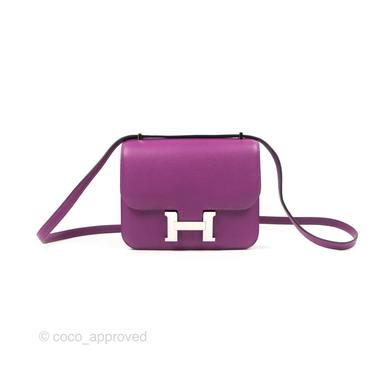 Hermès Constance Mini 18cm Anemone Evercolor Palladium Hardware