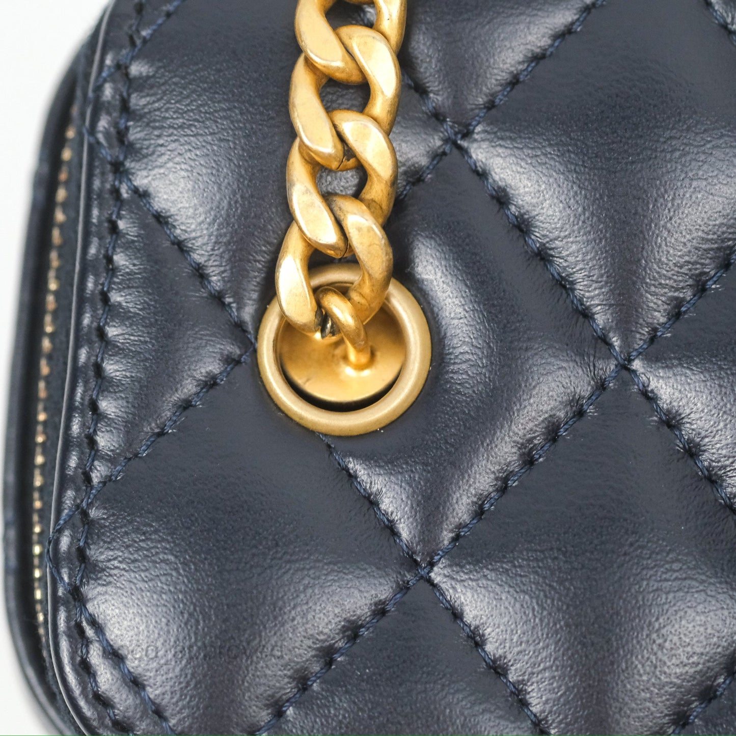Chanel All Slide Vanity with Adjustable Chain Navy Lambskin Aged Gold Hardware