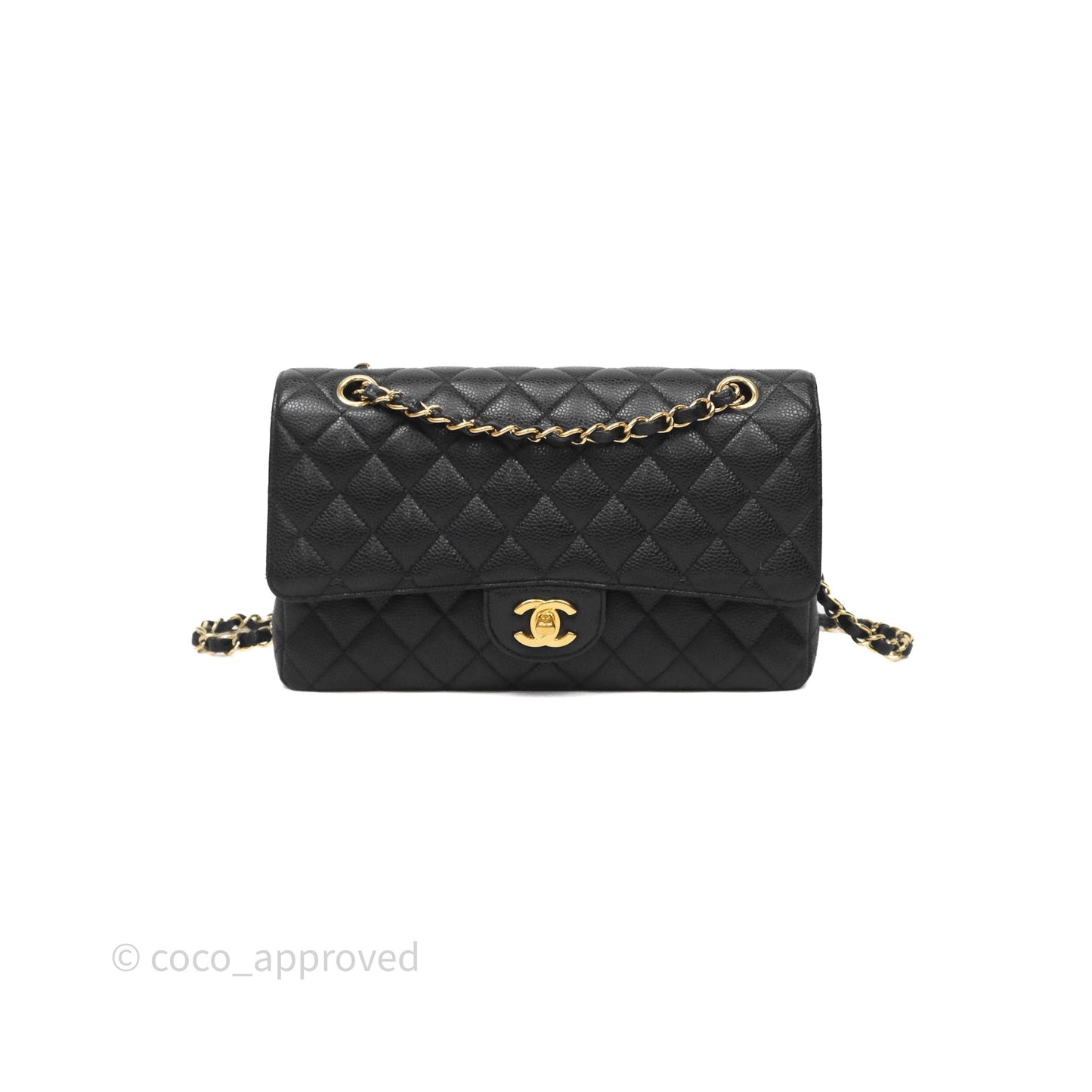 Chanel Classic M/L Medium Flap Quilted Black Caviar Gold Hardware