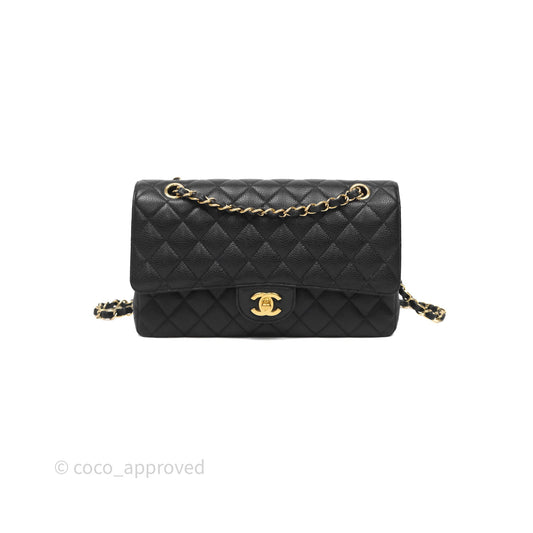 Chanel Classic M/L Medium Flap Quilted Black Caviar Gold Hardware