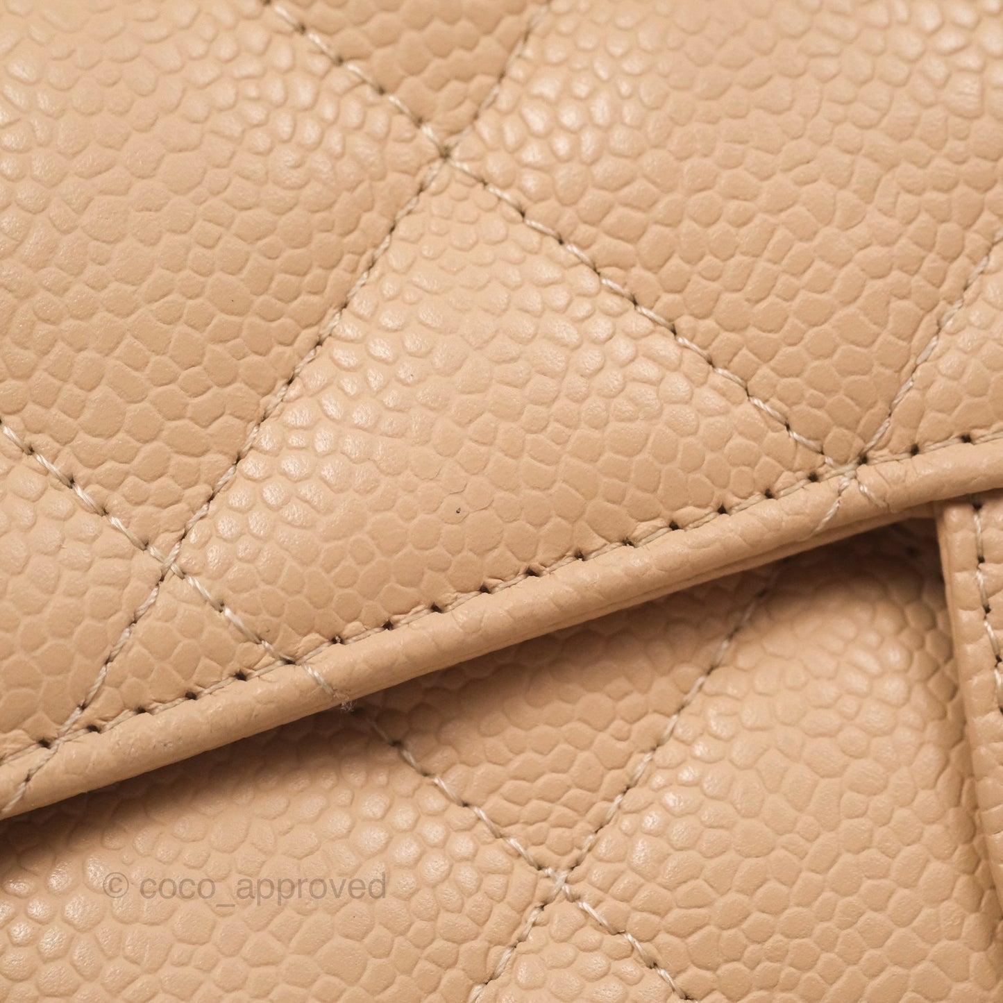 Chanel Jumbo Single Flap Quilted Beige Caviar Gold Hardware