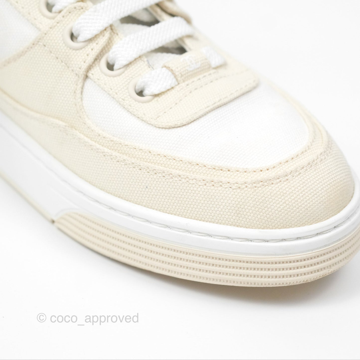 Chanel Ivory Beige White Sneakers Size 37.5