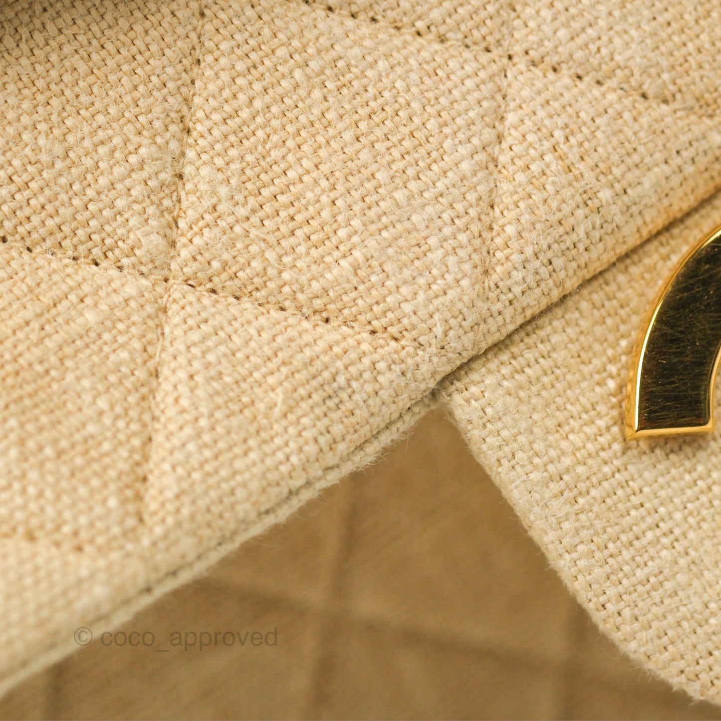 Chanel Vintage XL Jumbo Single Flap Beige Cotton Canvas 24K Gold Hardware