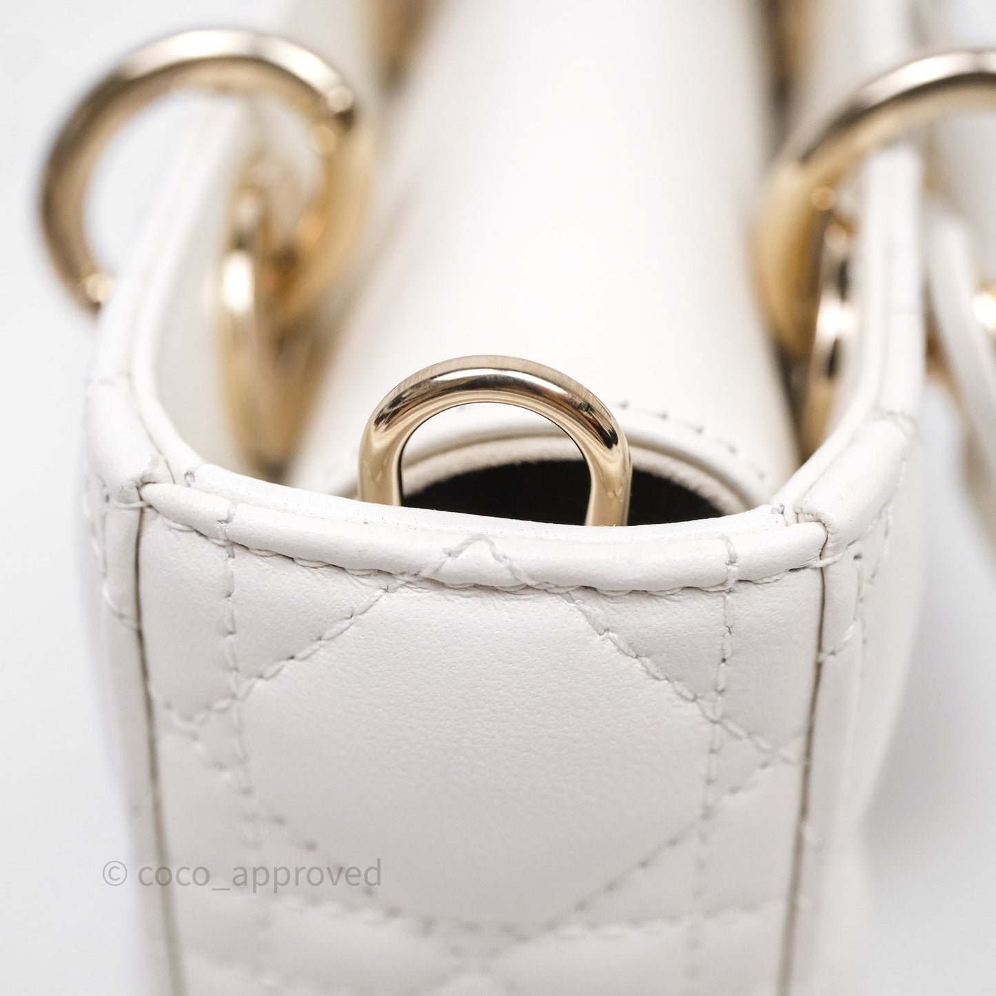 Christian Dior Mini Lady D-Joy White Light Gold Hardware