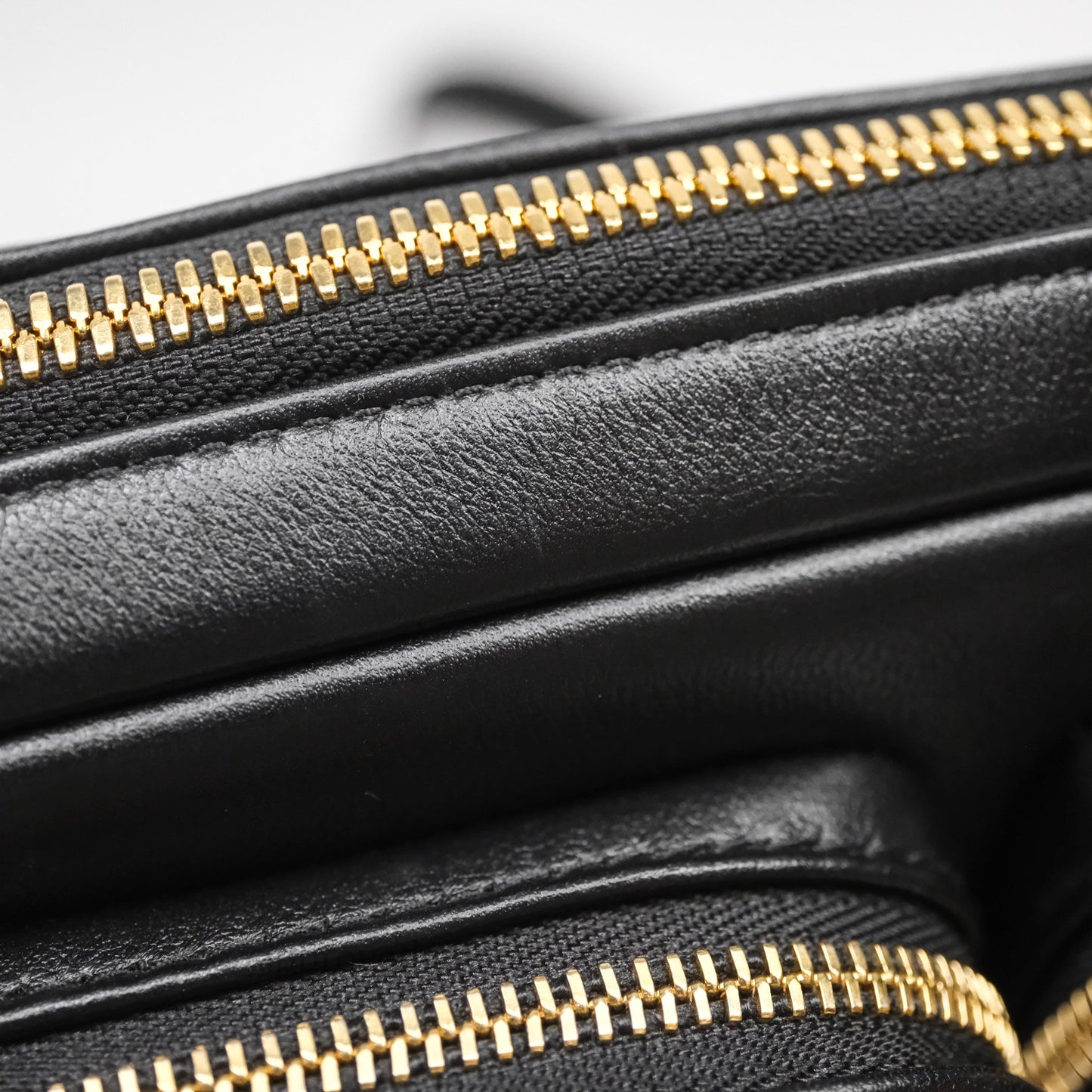 Chanel Small Camera Case Quilted Black Calfskin Aged Gold Hardware 22C
