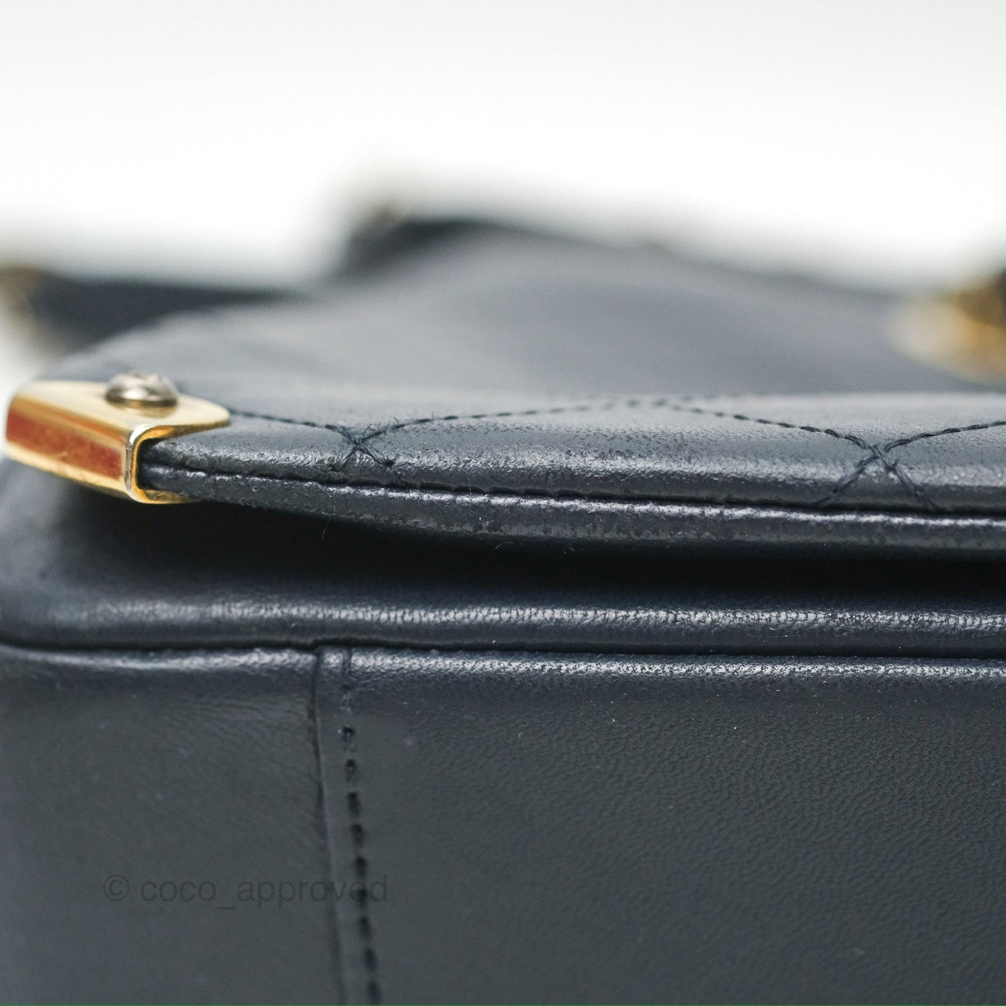 Chanel Medium Around The Corner Shopping Tote Navy Lambskin