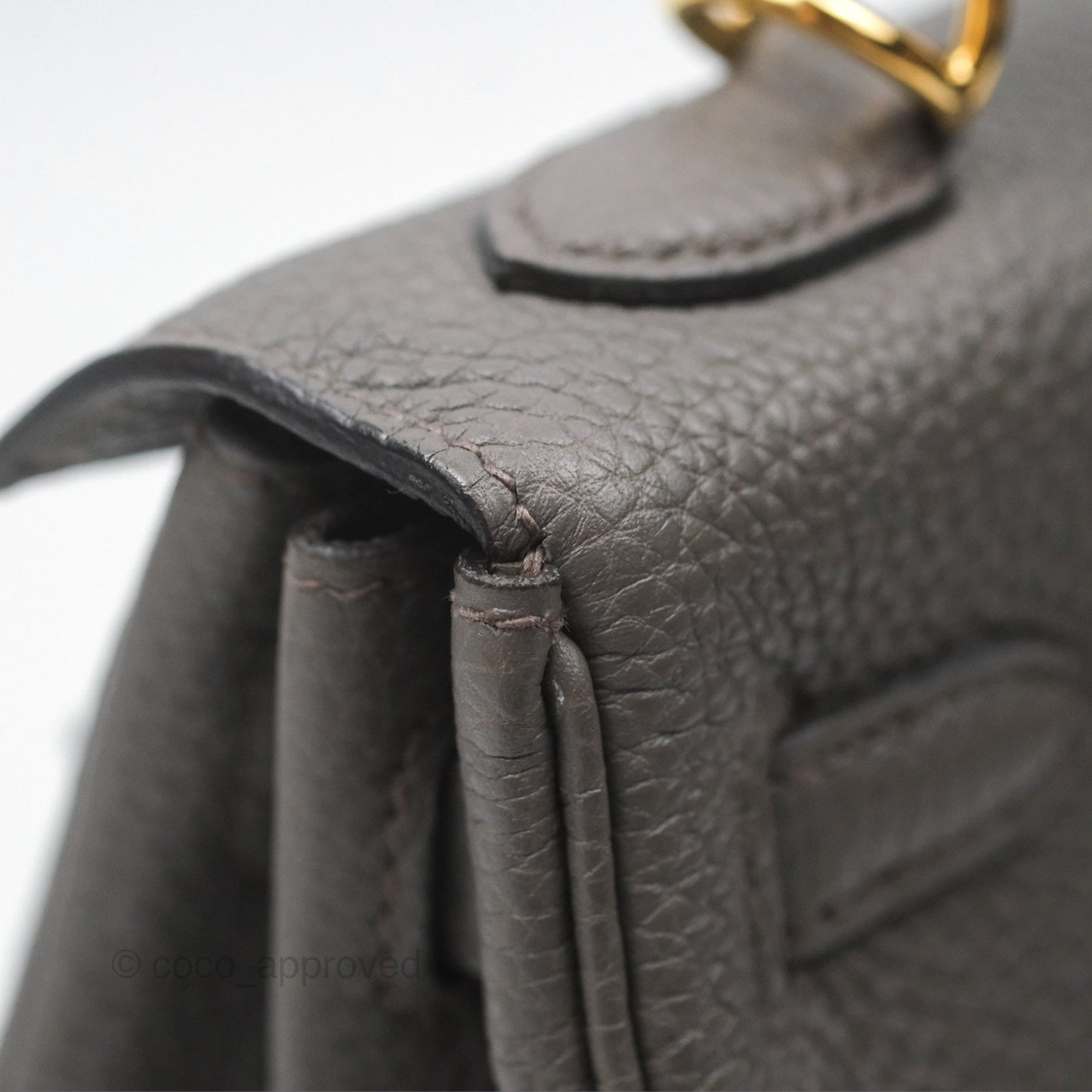 Hermès Retourne Kelly 25 Gris Etain 8F Togo Gold Hardware