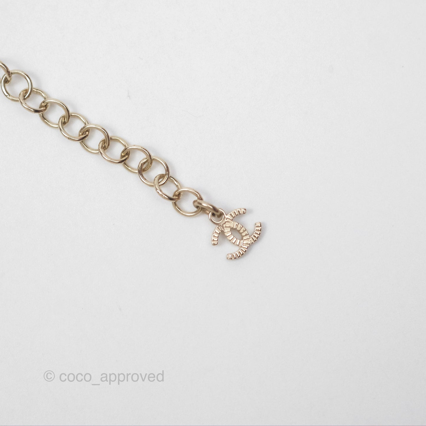 Chanel CC Crystal Chain Choker Necklace Gold Tone 21S