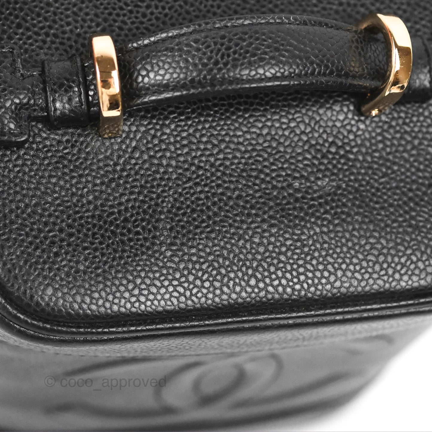 Chanel Vintage Vanity Case Black Caviar Gold Hardware