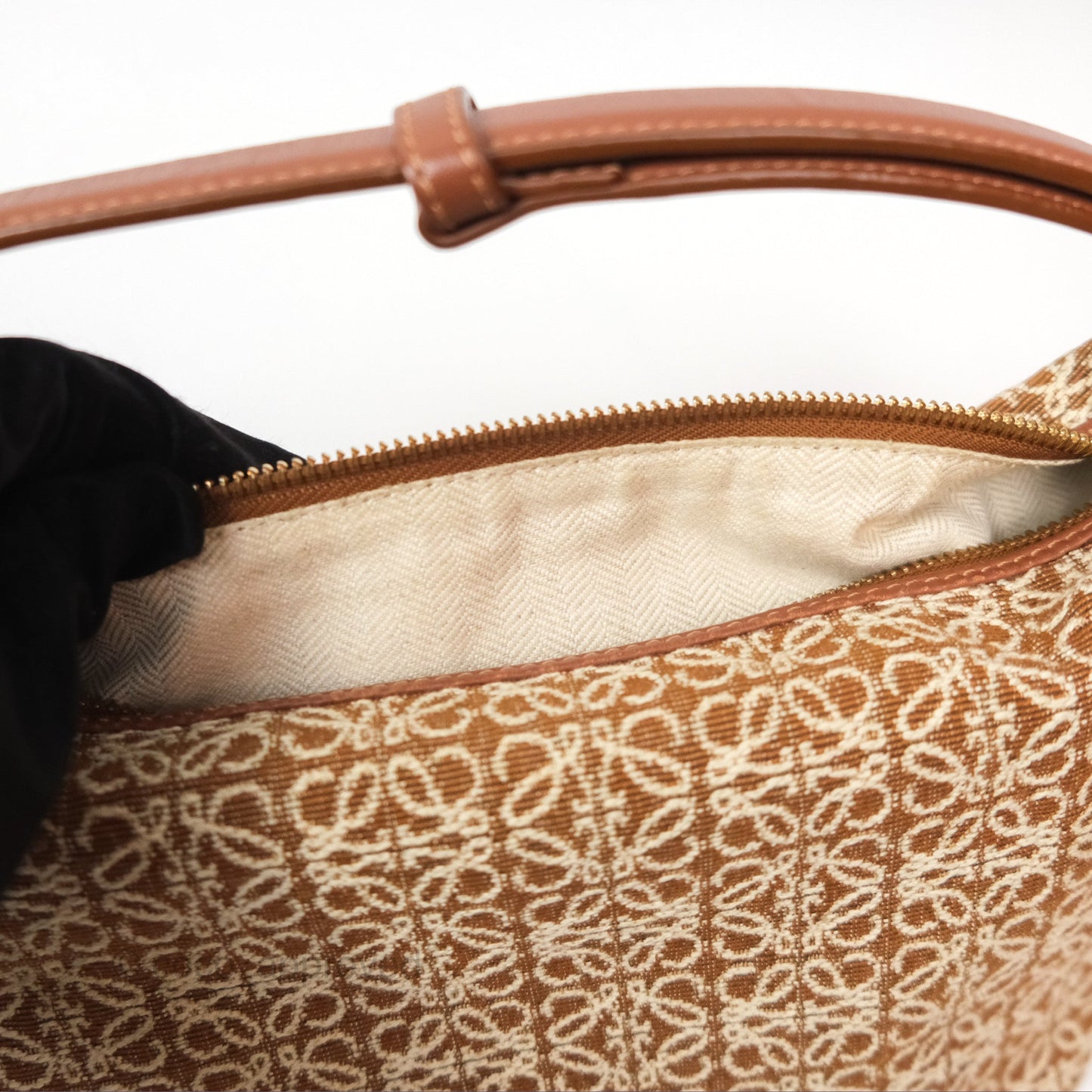 Loewe Small Cubi bag in Anagram Jacquard & Calfskin Tan Pecan