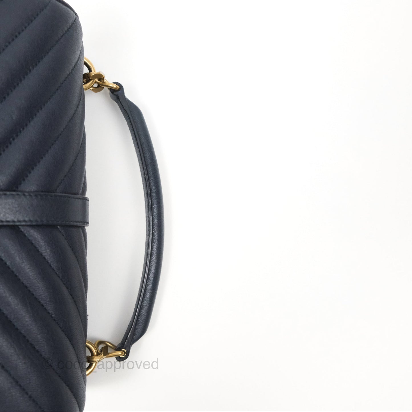 Saint Laurent Chevron Medium College Navy Chain Bag Gold Hardware