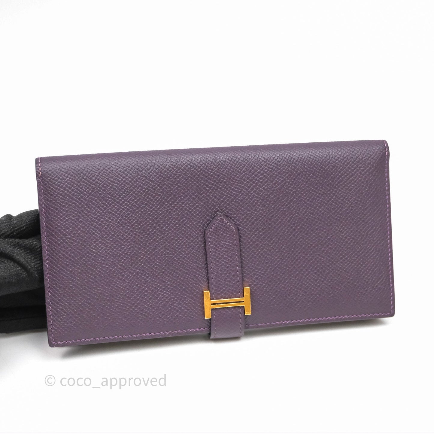 Hermès Bearn Soufflet Wallet Raisin 59 Epsom Gold Hardware