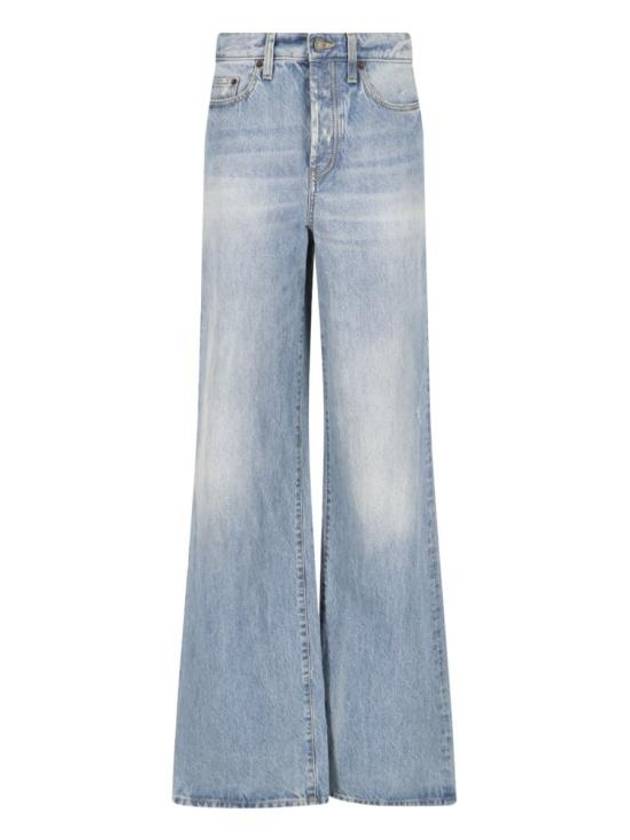 Luxury Saint Laurent Denim Cotton Bootcut Jeans Blue