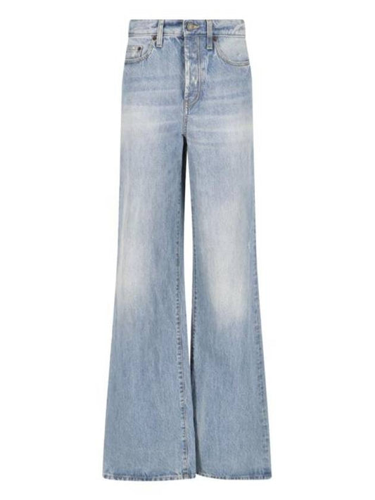 Luxury Saint Laurent Denim Cotton Bootcut Jeans Blue