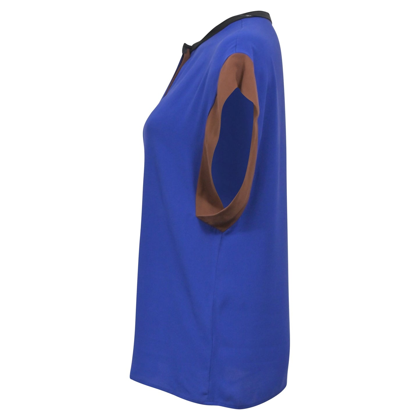 Luxury Bottega Veneta Colorblock Blouse in Blue Silk