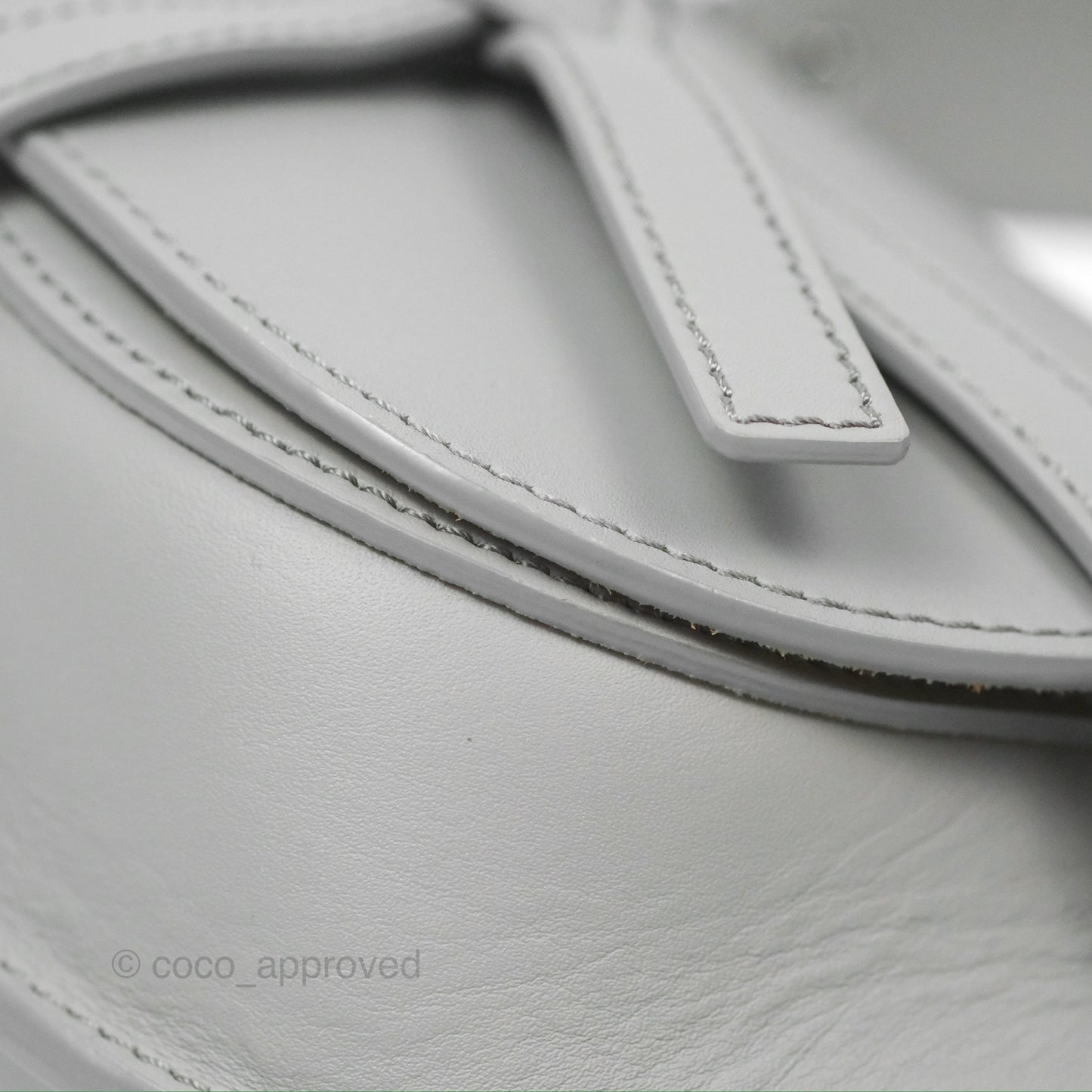 Loewe Mini Gate Dual Bag in Soft Calfskin & Jacquard Strap Light Grey