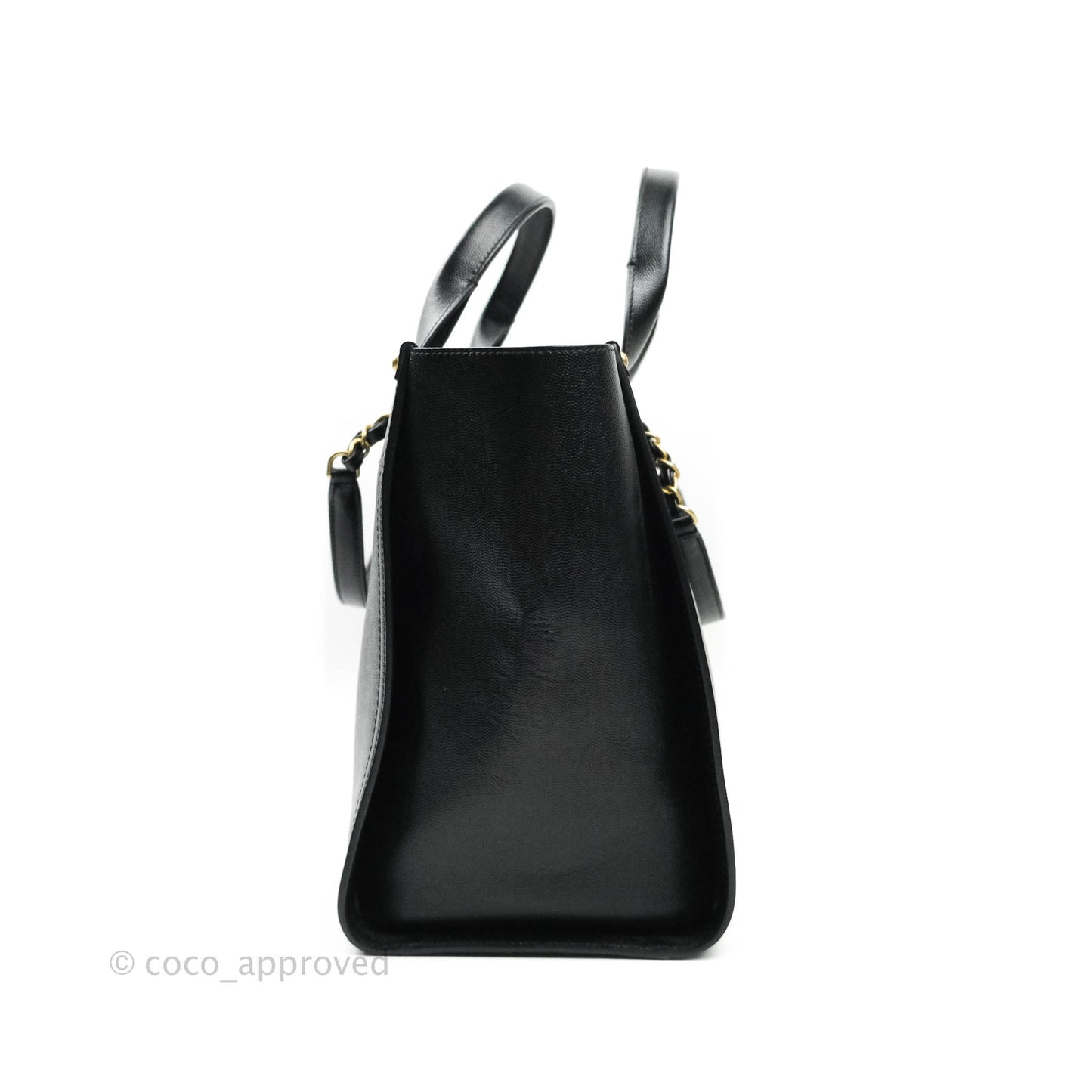 Chanel Studded Black Caviar Deauville Small Shopping Bag
