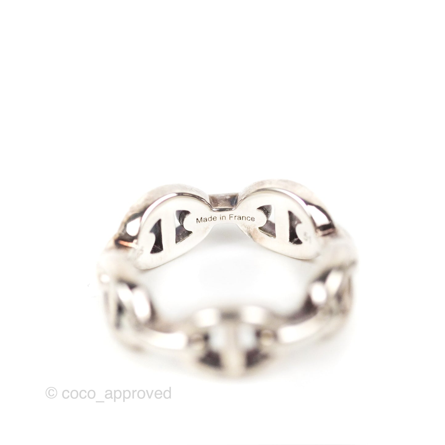 Hermès Chaine d'Ancre Enchainee Band Ring PM Sterling Silver Size 51