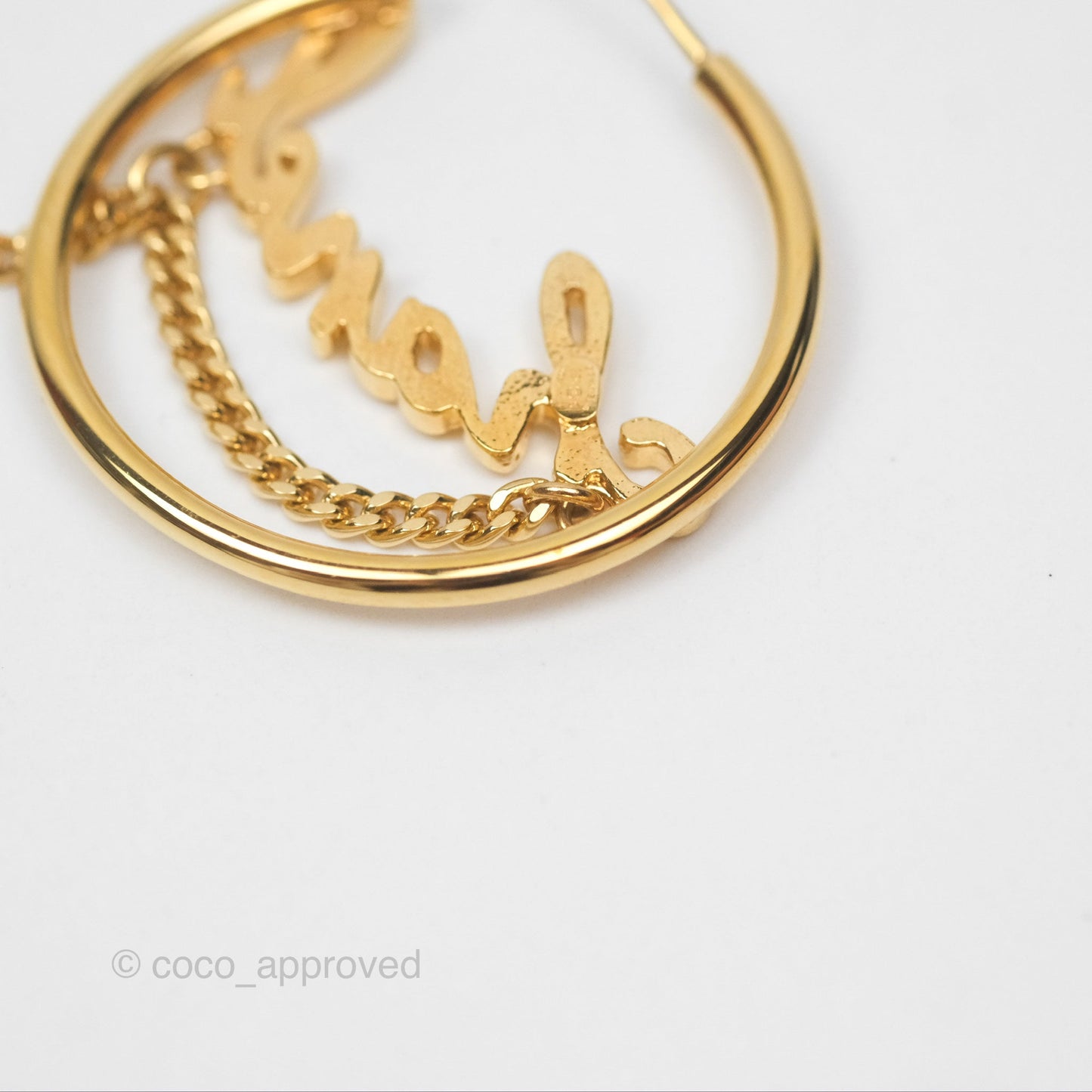 Chanel CC Logo Hoop Earrings Gold Tone 24C