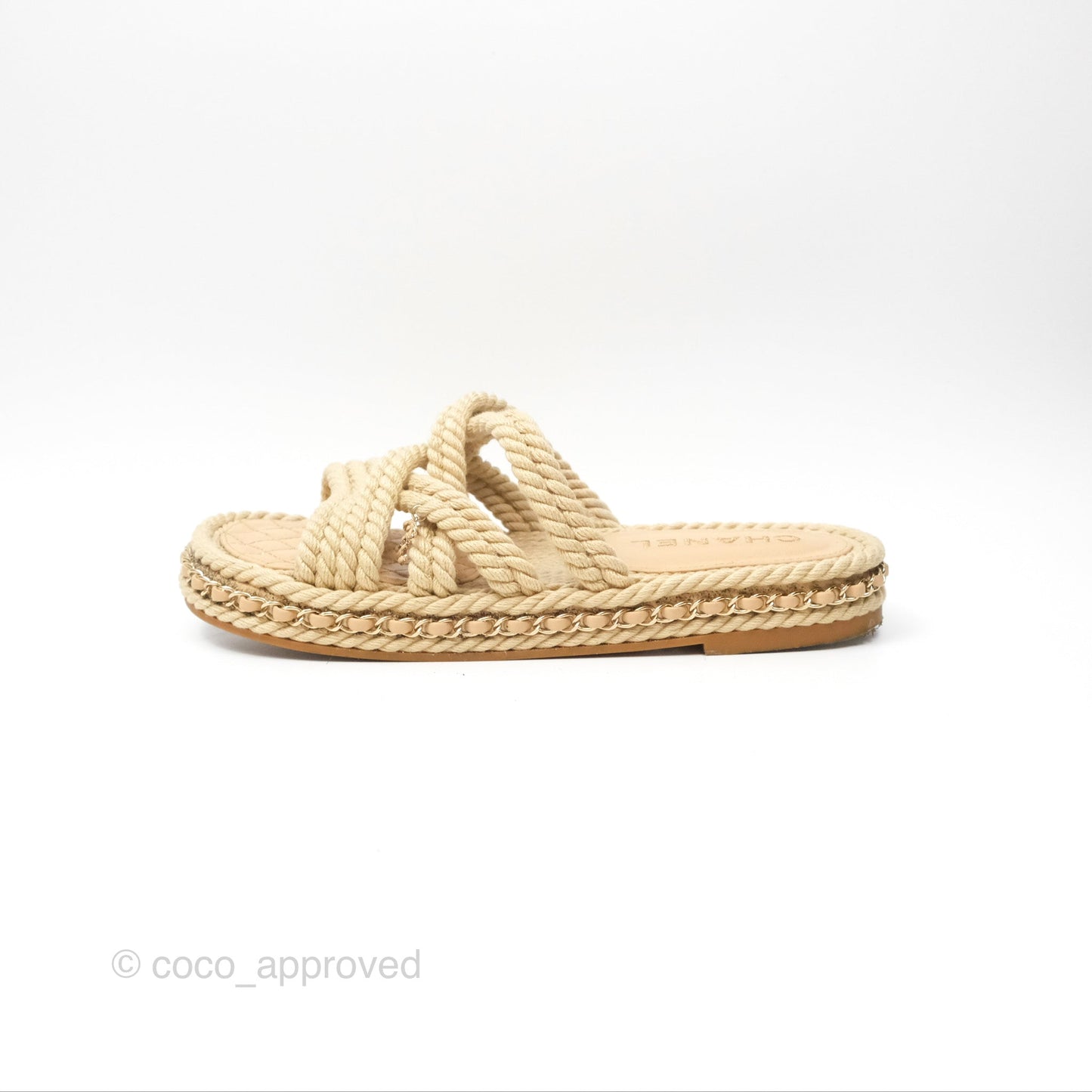 Chanel Cord Chain Slides Size 39