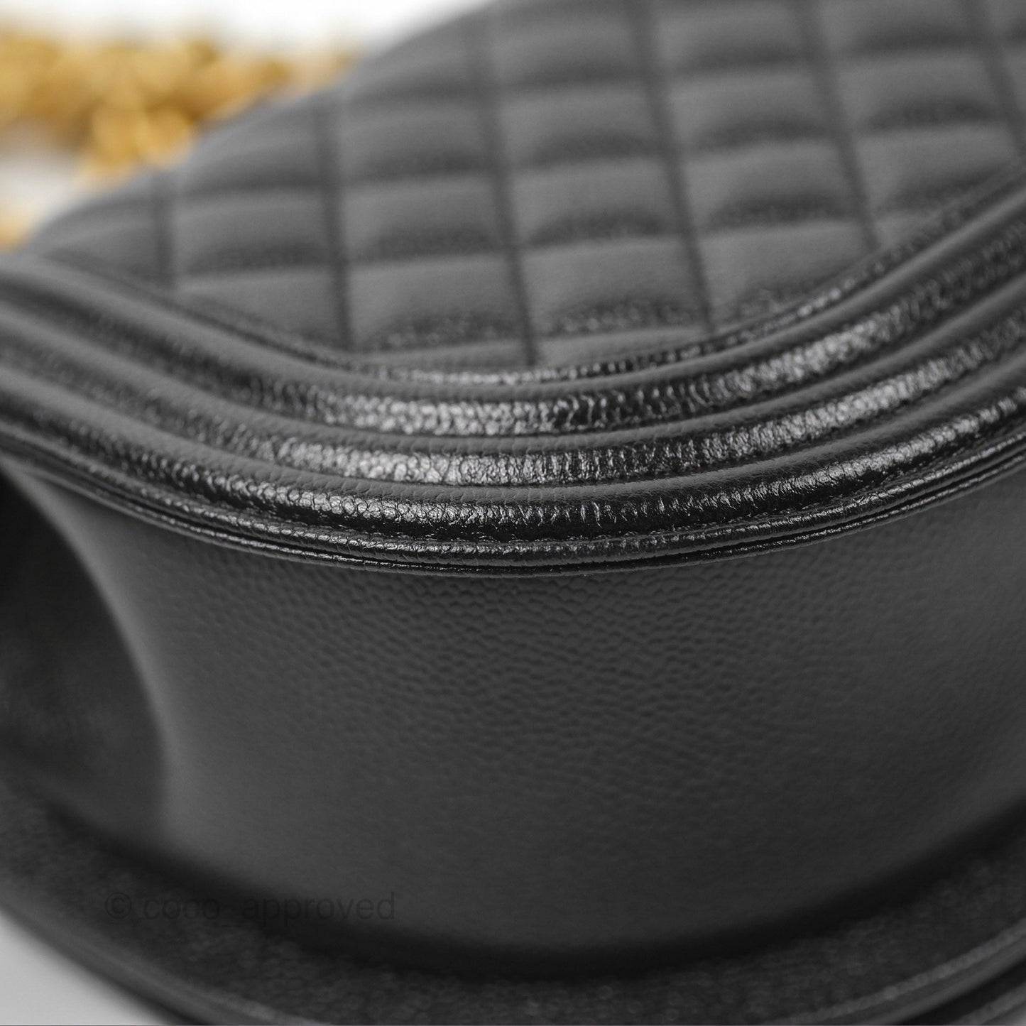 Chanel Boy Messenger Bag Black Caviar Aged Gold Hardware