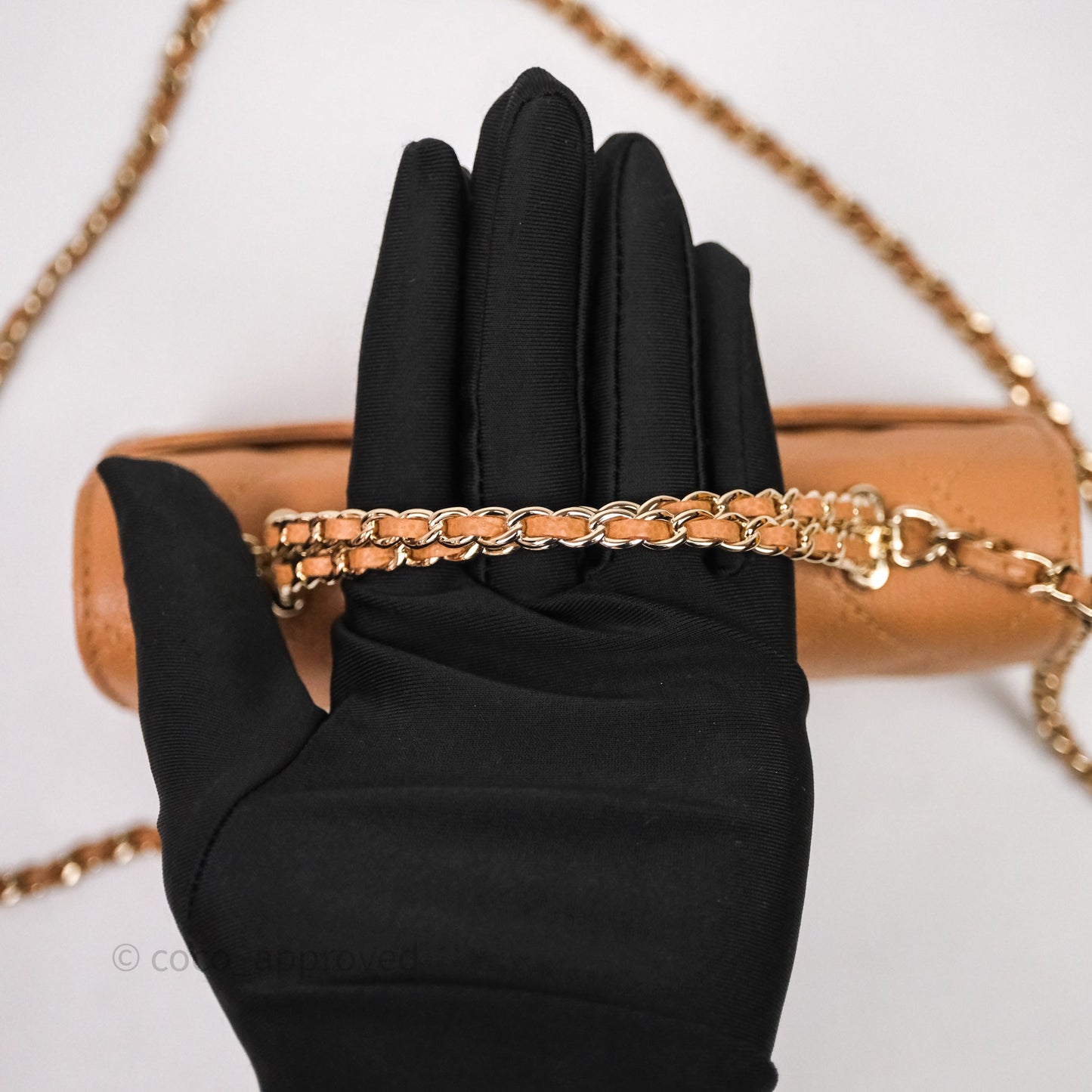 Chanel Kelly Clutch Top Handle Dark Beige Caviar Bag Light Gold hardware