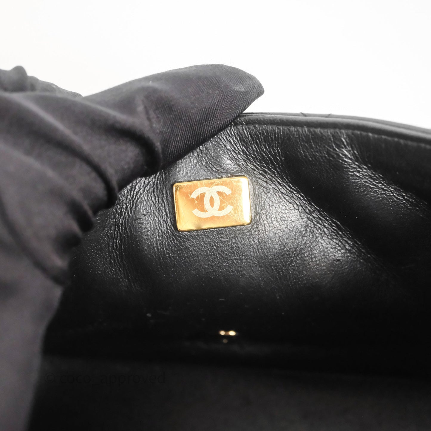 Chanel Mini Square Quilted Black Lambskin Gold Hardware