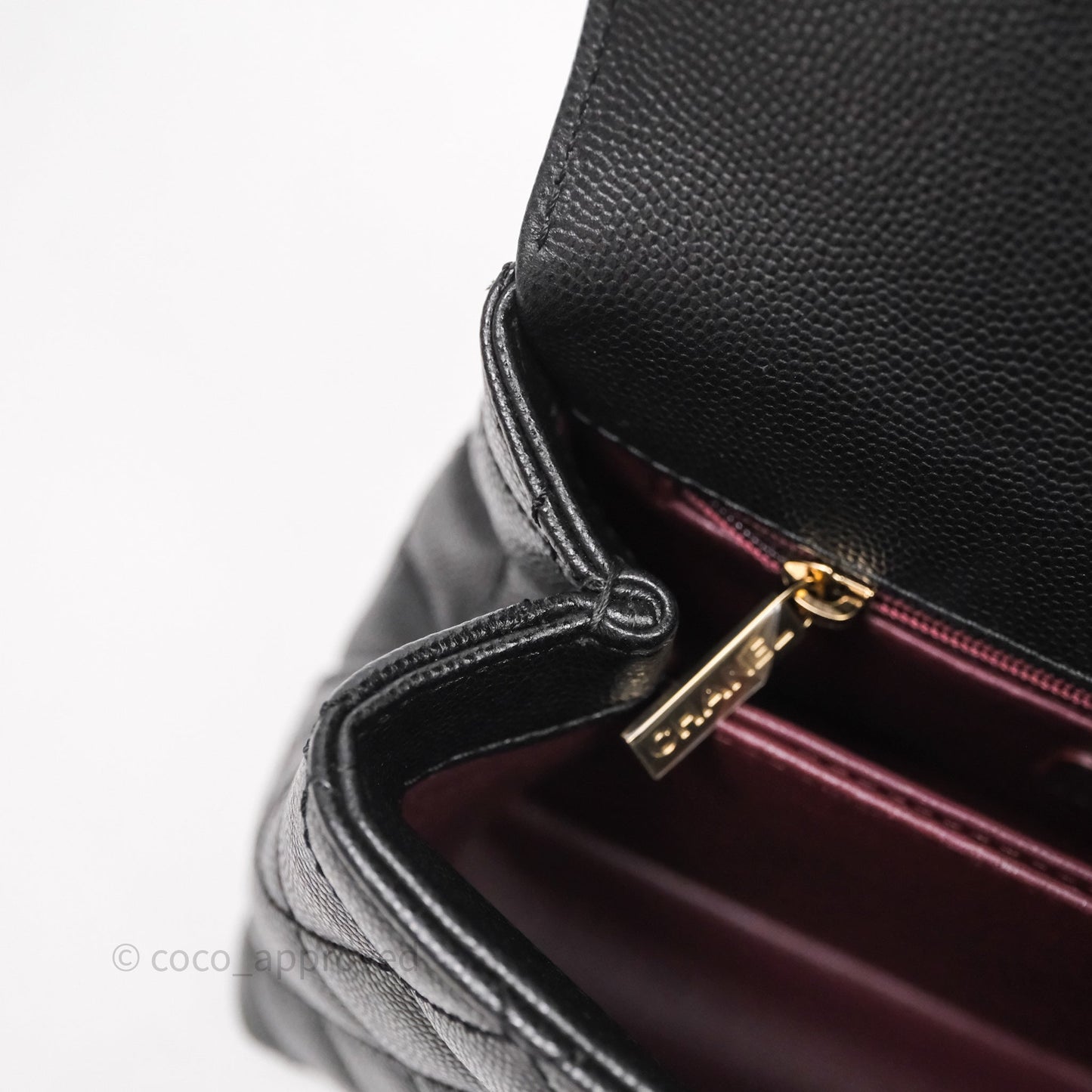 Chanel Small Quilted Coco Handle Black Caviar Gold Hardware