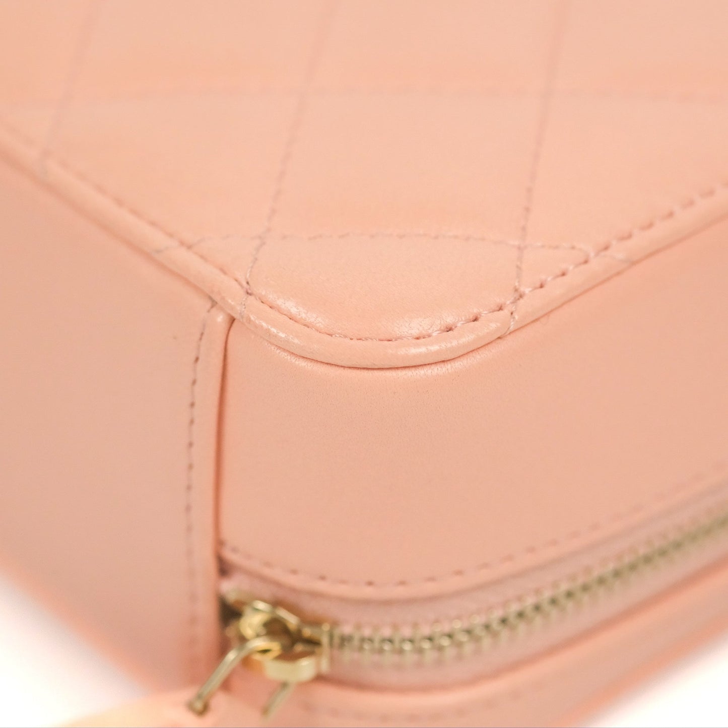 Chanel Mini Pearl Crush Quilted Camera Case Orange Blair Lambskin Aged Gold Hardware