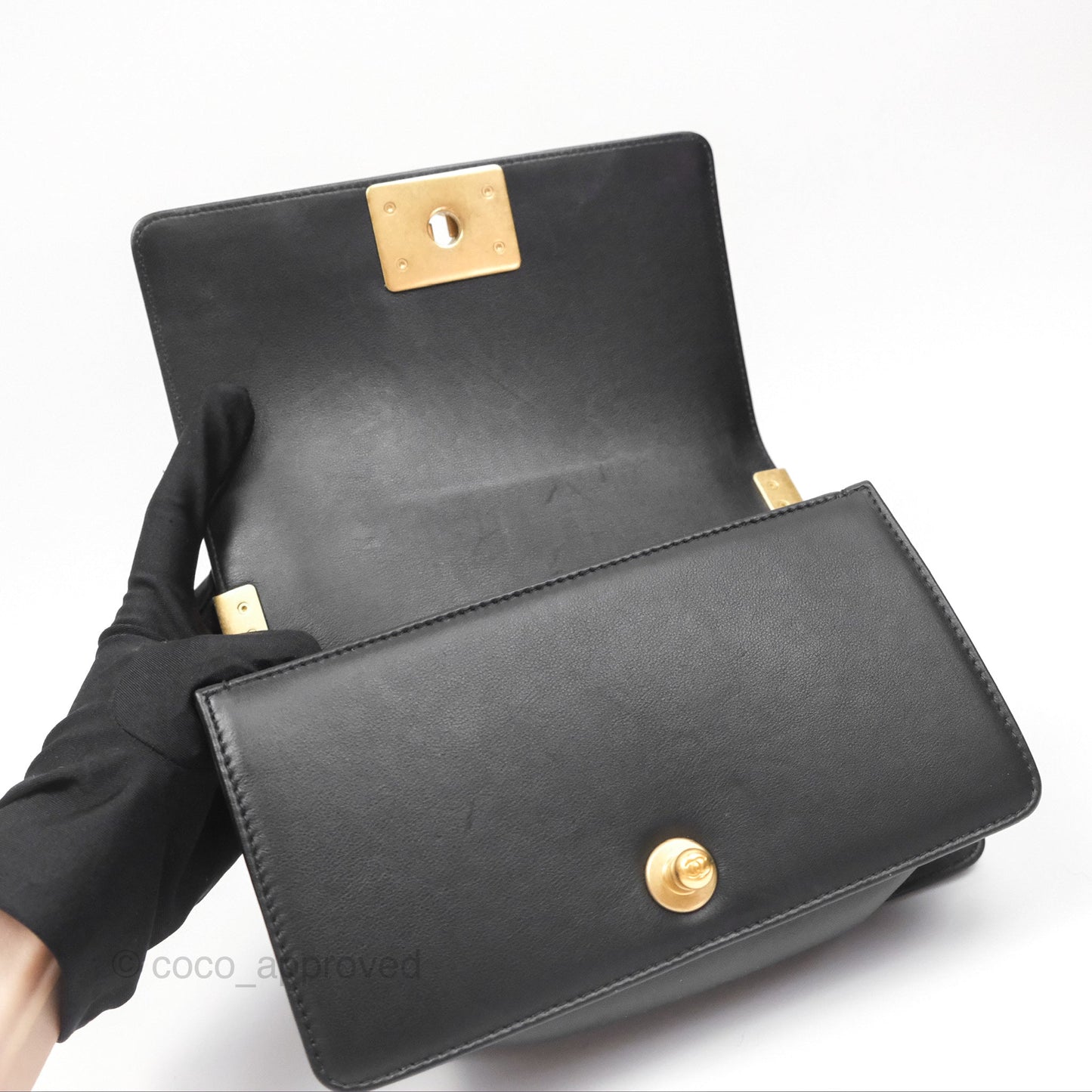 Chanel Small Boy Black Lambskin Aged Gold Hardware