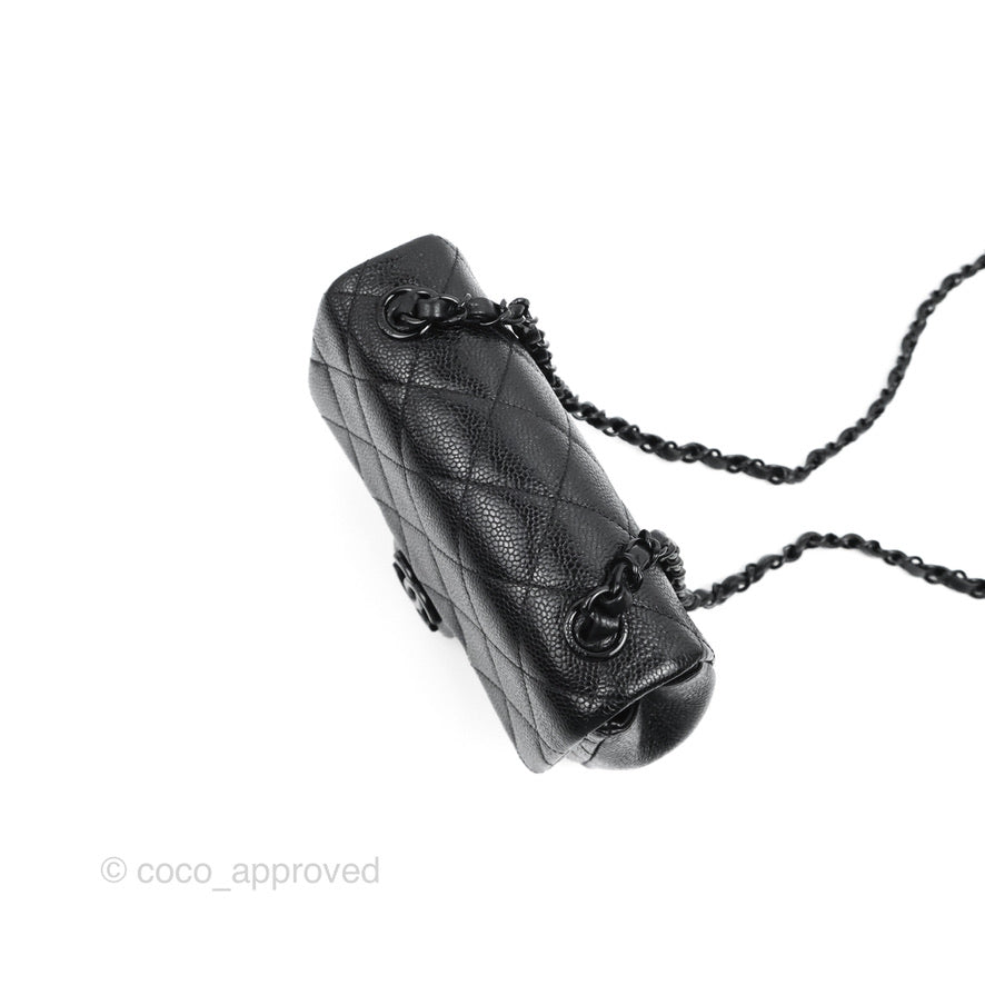 Chanel Quilted Mini Square Flap Bag So Black Caviar Incognito
