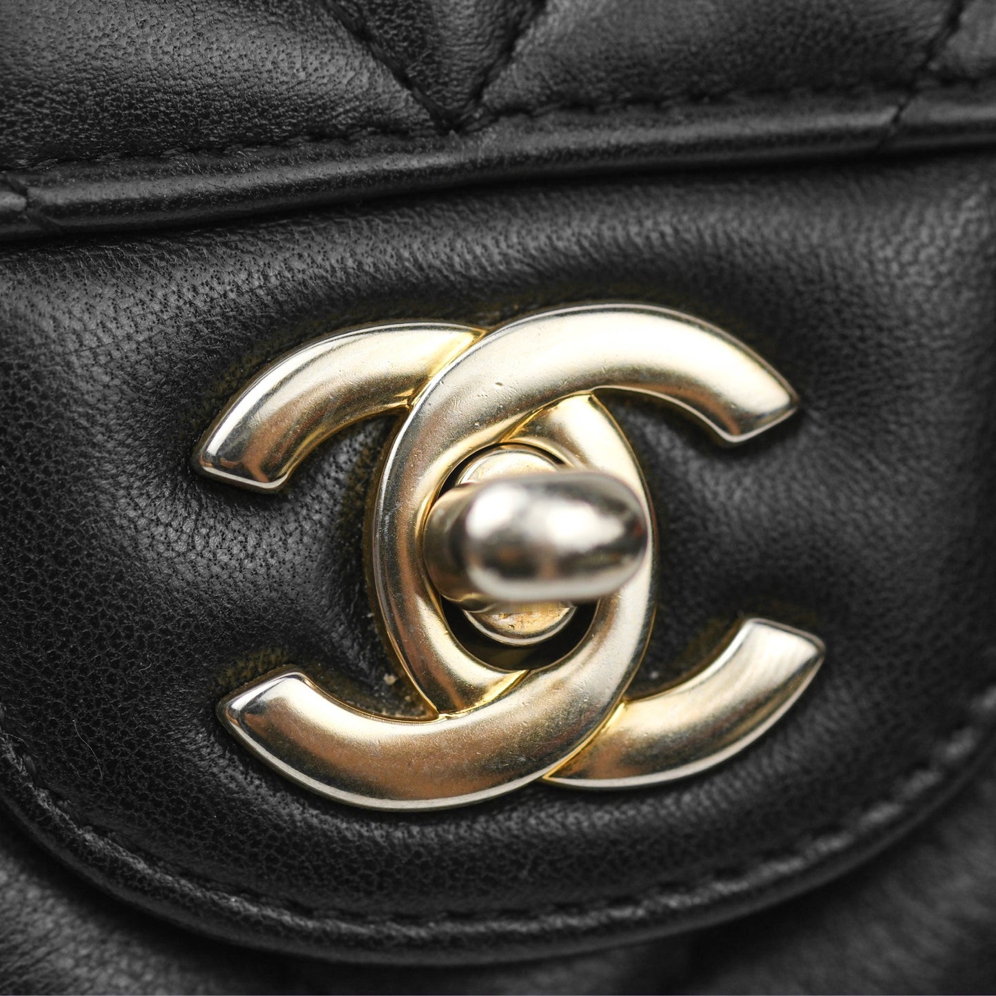 Chanel Chevron Mini Rectangular Black Lambskin Aged Gold Hardware