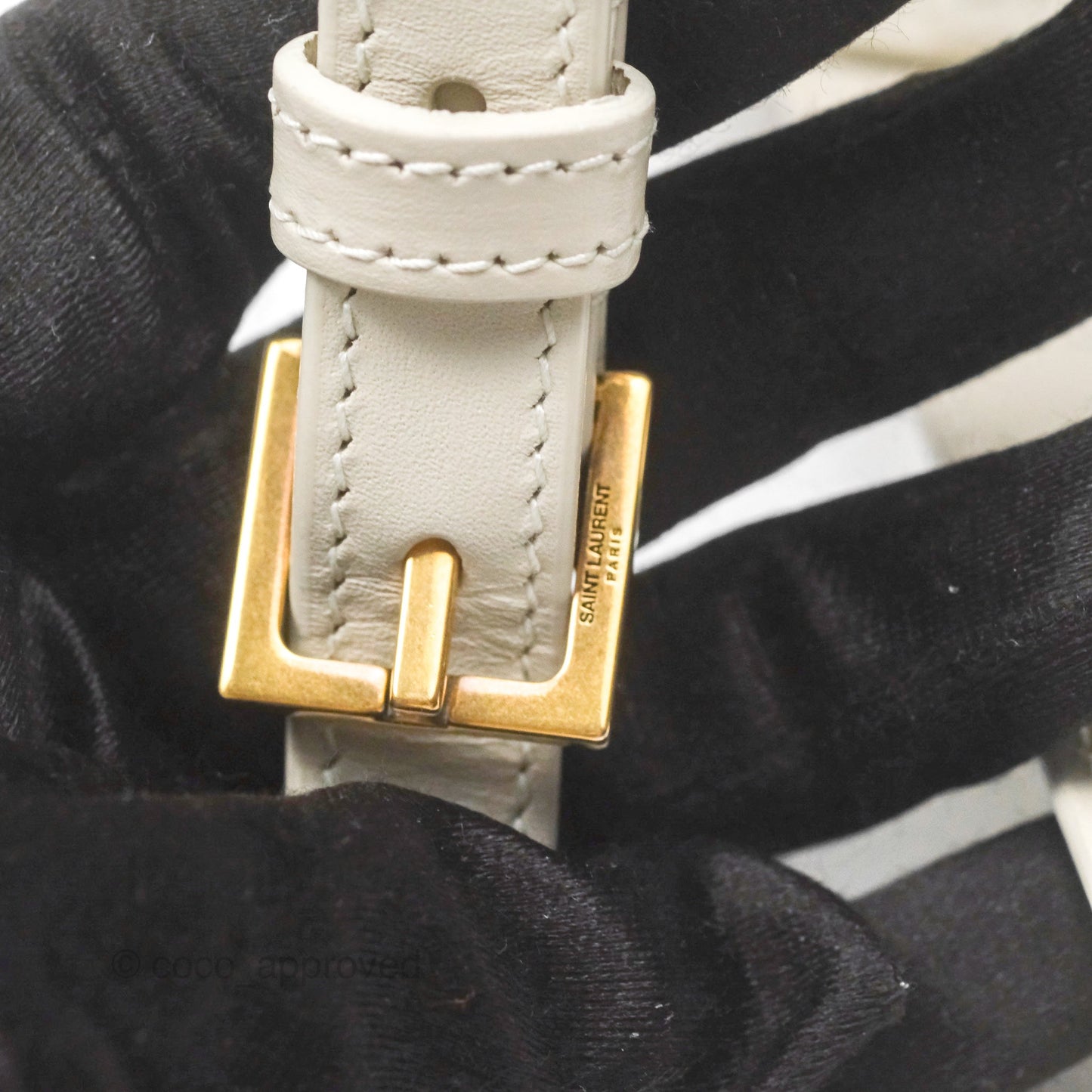 Saint Laurent Mini Manhattan Box Calfskin Blanc Vintage Gold Hardware