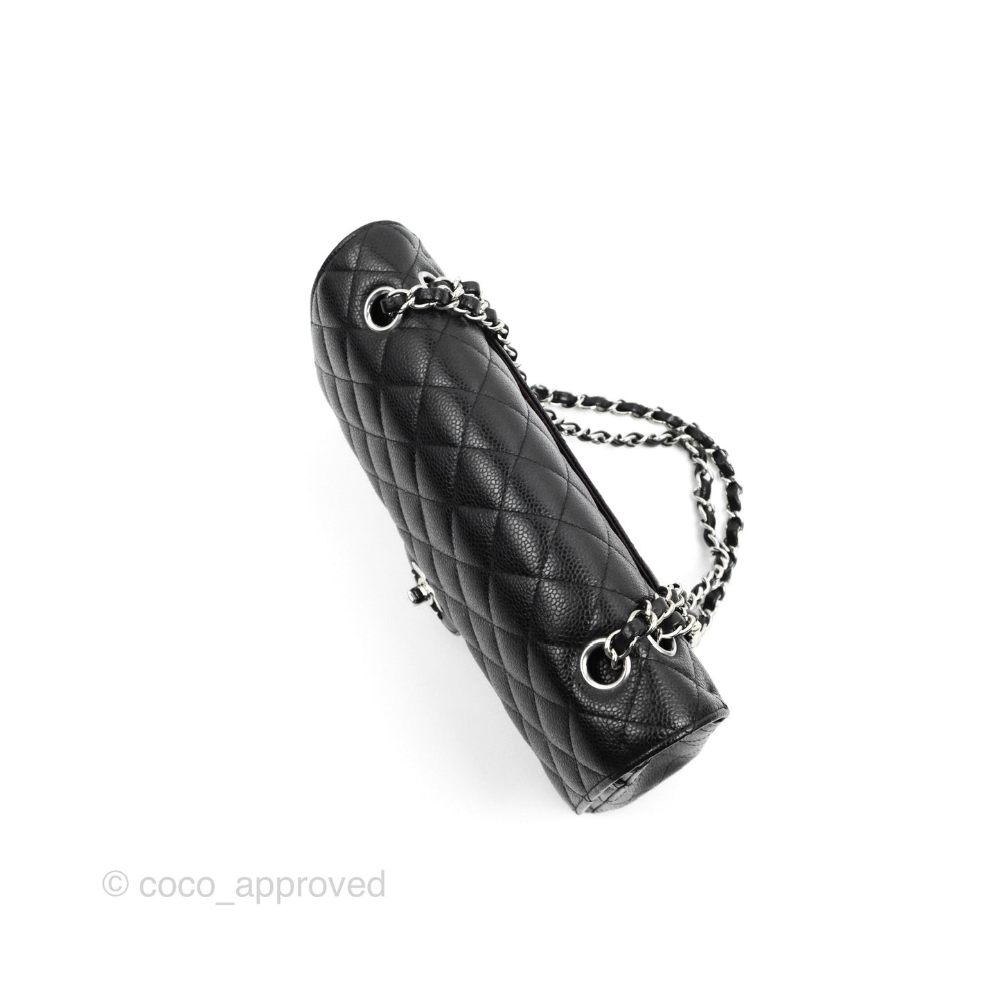 Chanel Classic M/L Medium Flap Quilted Black Caviar Silver Hardware