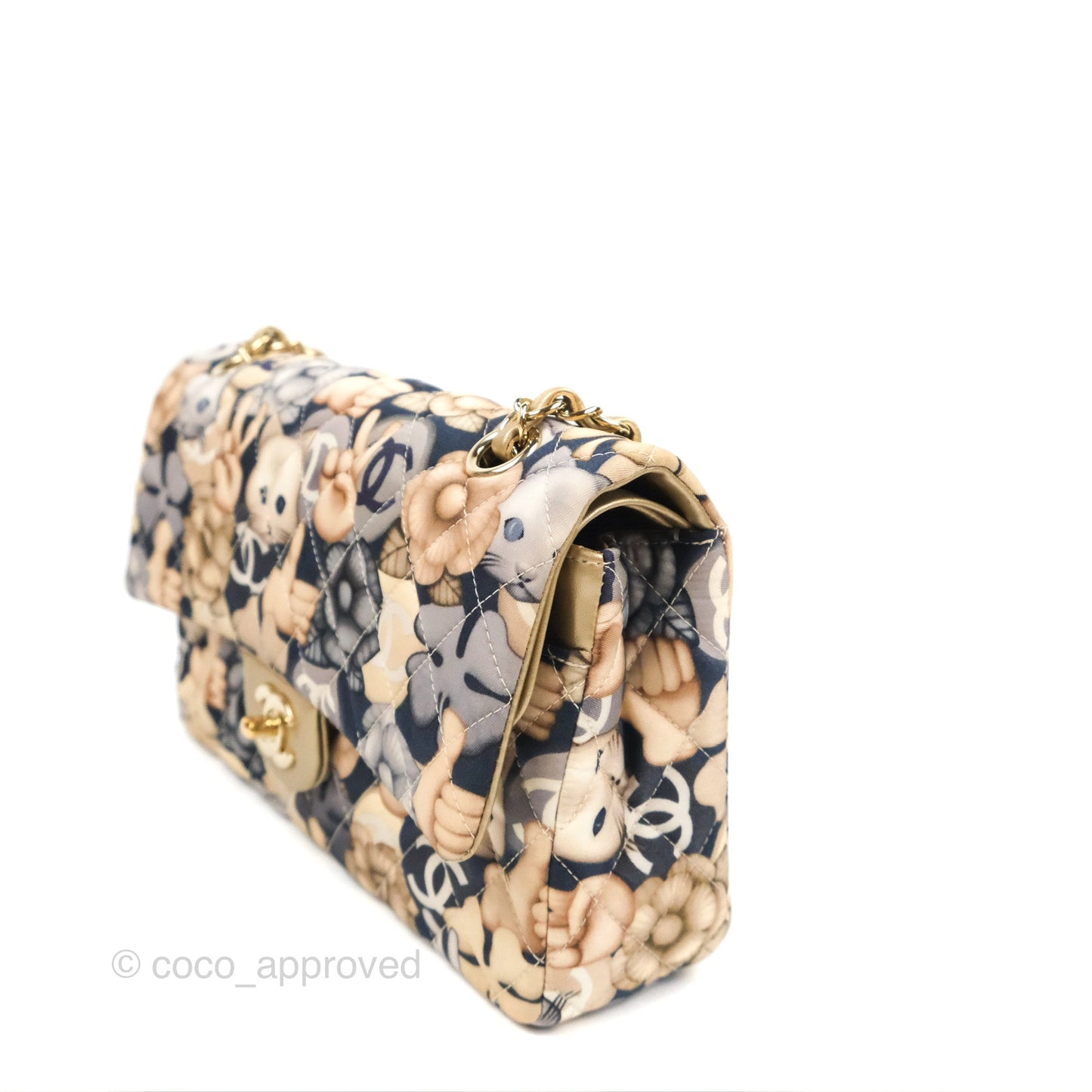 Chanel Cat Emoticon Medium Classic Double Flap Bag Metallic Gold Lambskin Gold Hardware