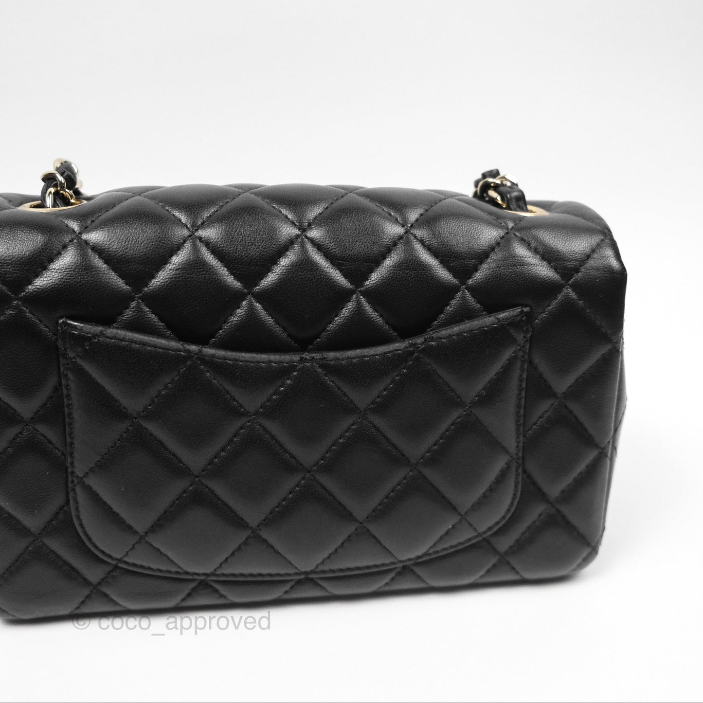 Chanel Quilted Mini Rectangular Flap Black Lambskin Gold Hardware