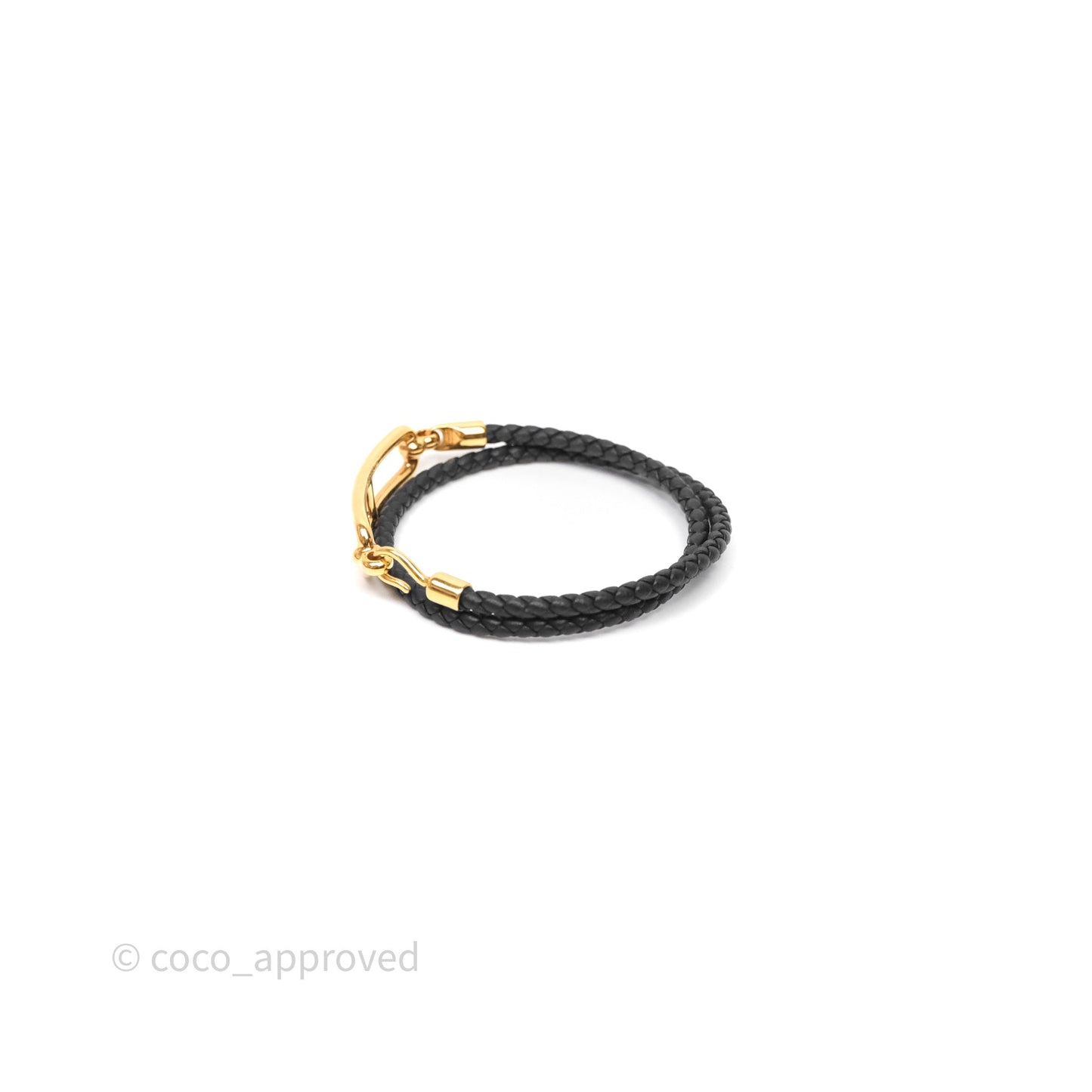 Hermès Roulis Double Tour Bracelet Black Swift Gold Hardware