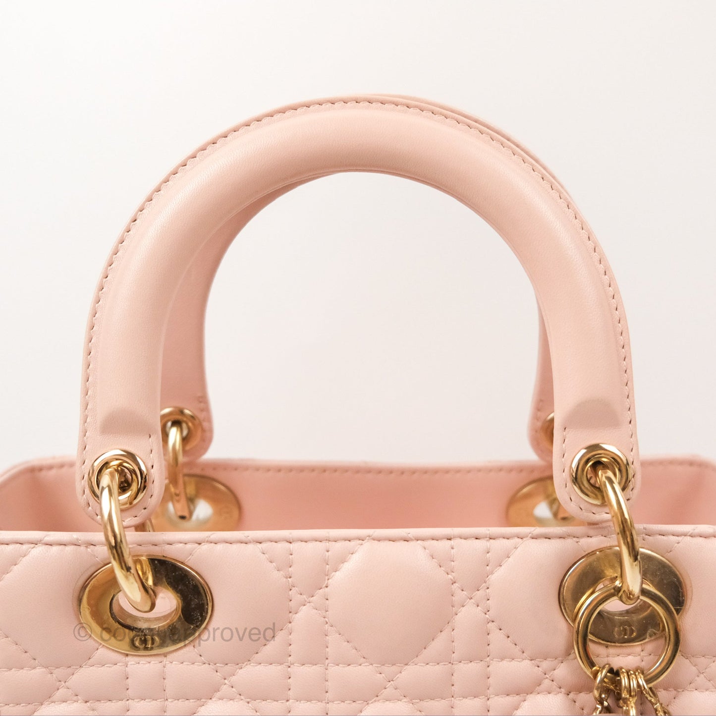 Christian Dior Medium Lady Dior Cannage Light Pink Lambskin Gold Hardware