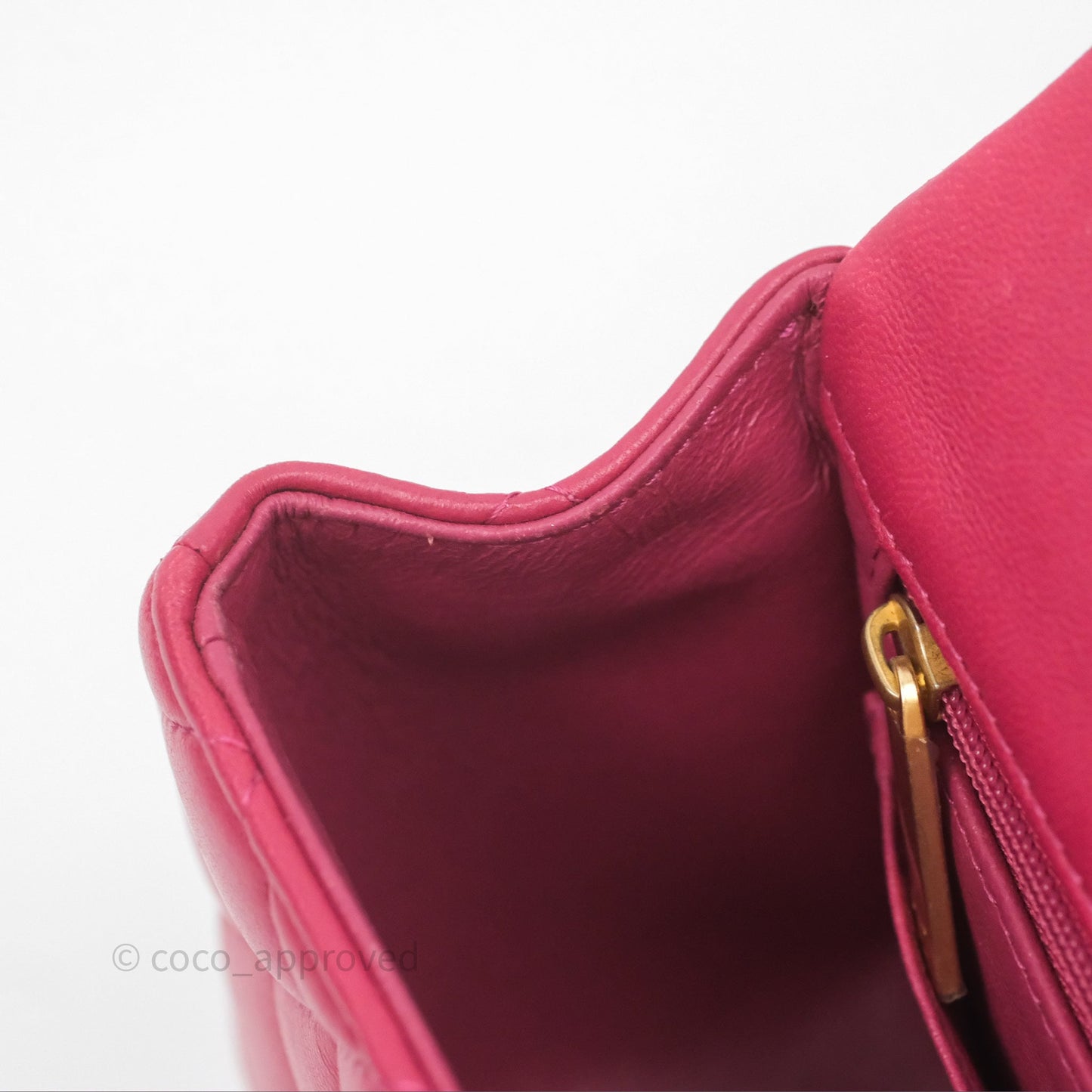 Chanel Top Handle Mini Rectangular Flap Red Lambskin Aged Gold Hardware