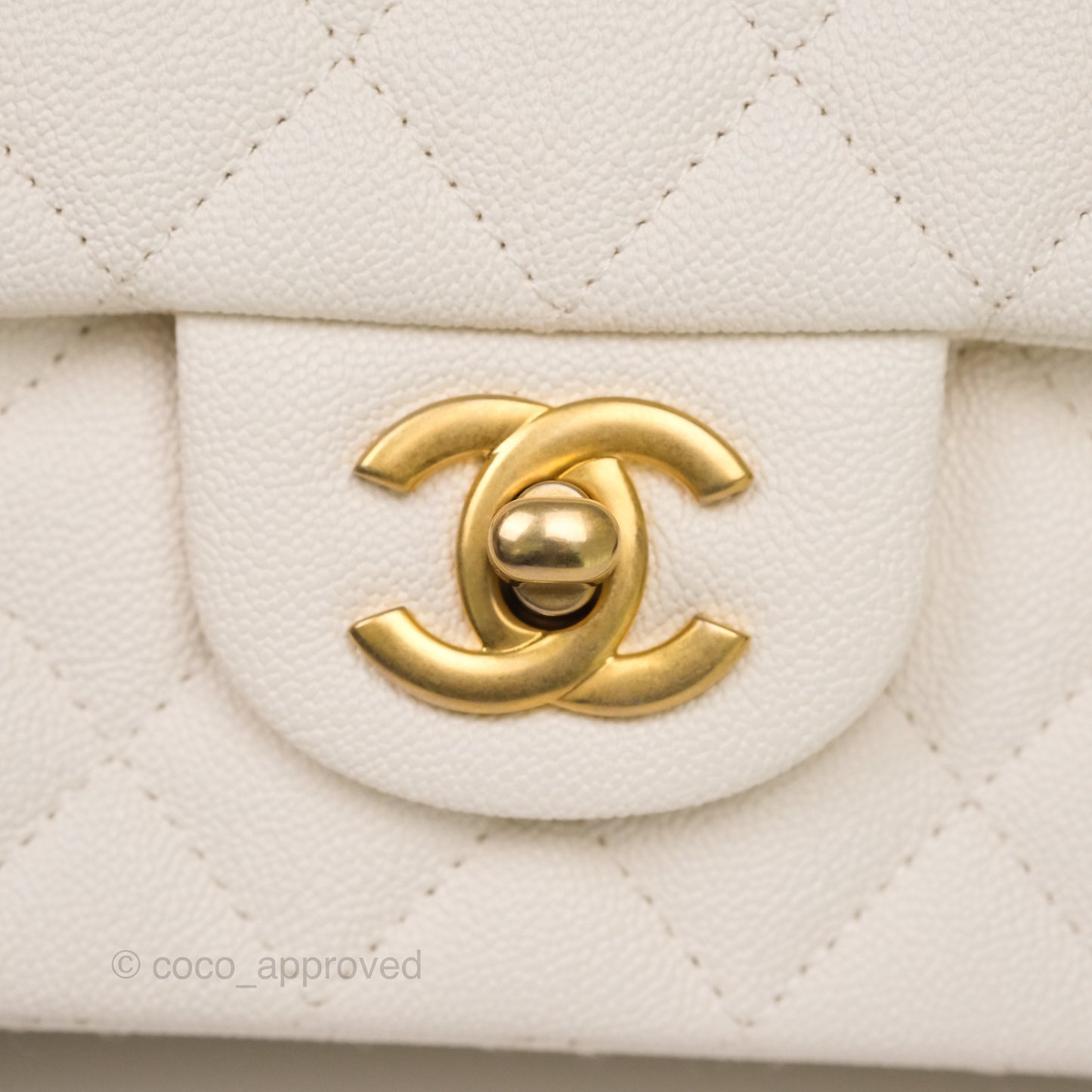 Chanel Top Handle Mini Rectangular Flap Bag Ivory Caviar Gold Hardware
