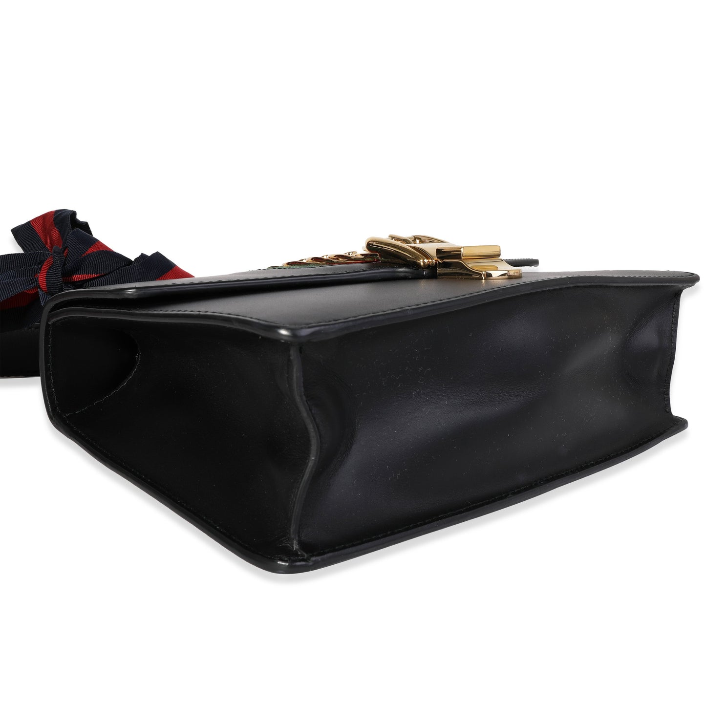 Luxury Gucci Trending 2025 Black Smooth Leather & Web Small Sylvie Shoulder Bag