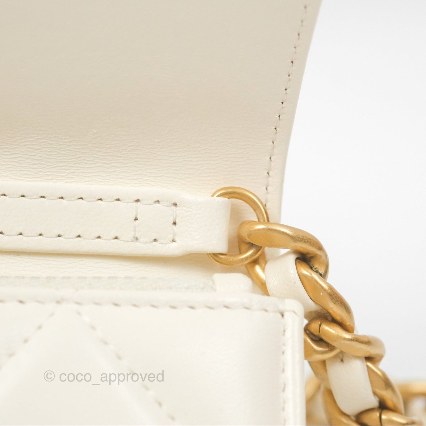 Chanel 19 Clutch With Chain Ivory White Lambskin Mixed Hardware